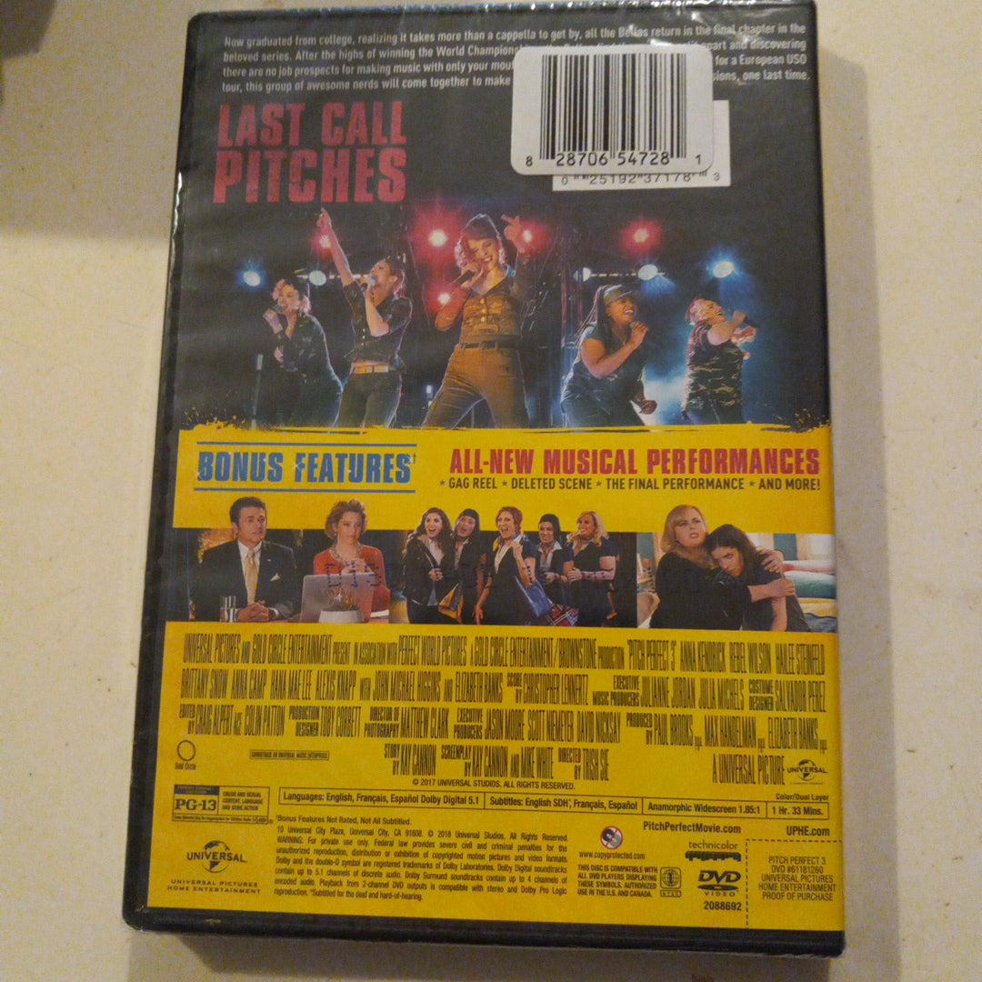 Pitch Perfect 3, DVD Movie, Anna Kendrick Widescreen, Rated PG-13, NEW