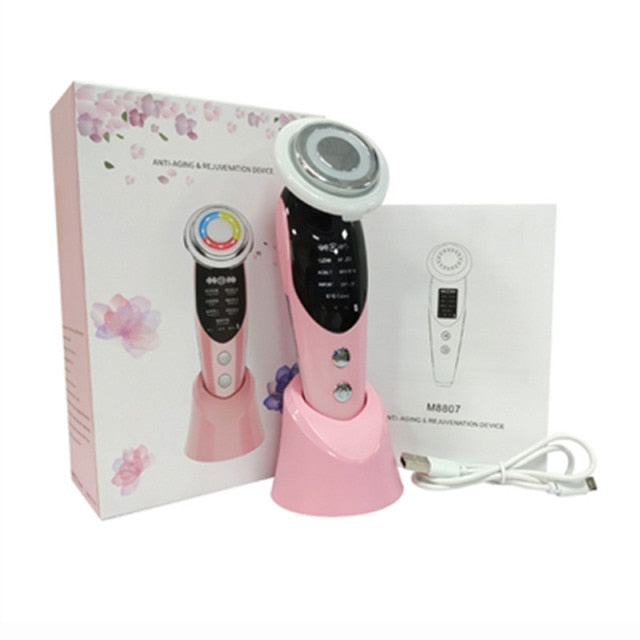 7 in 1 Face Lift Device RF Microcurrent, Vibrations, Light Therapy, Deep Cleanse, Rejuvenate Skin NEW AMB