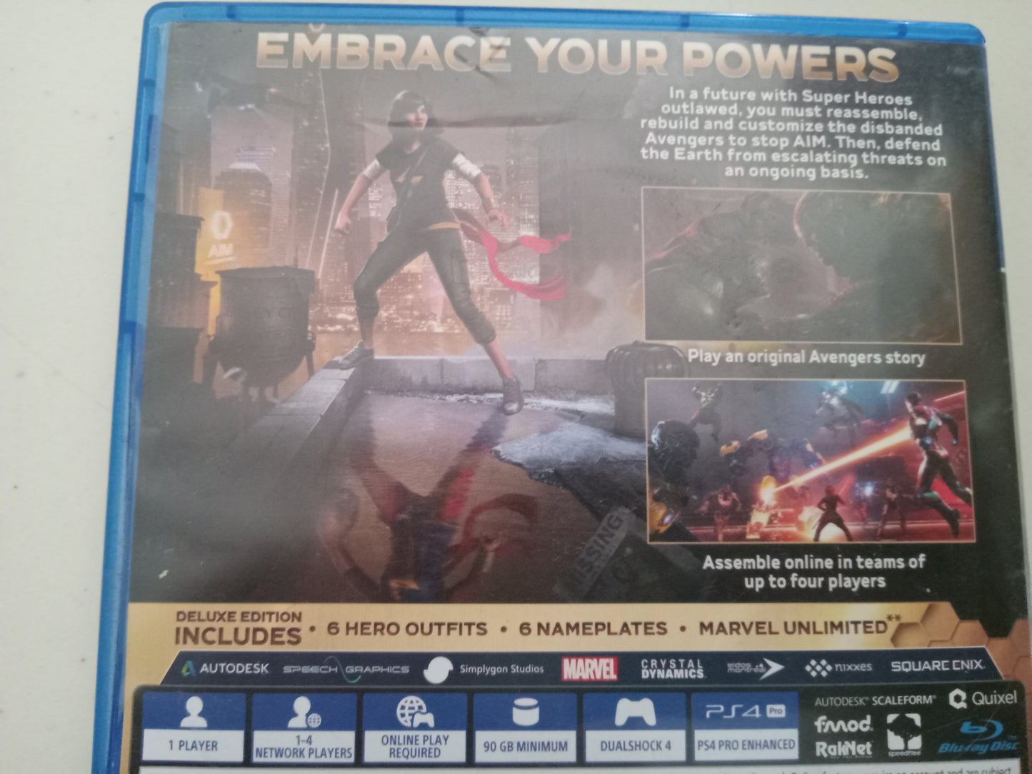 Marvel Avengers Deluxe Ed Playstation 4 PS4 Video Game, Rated T, USED