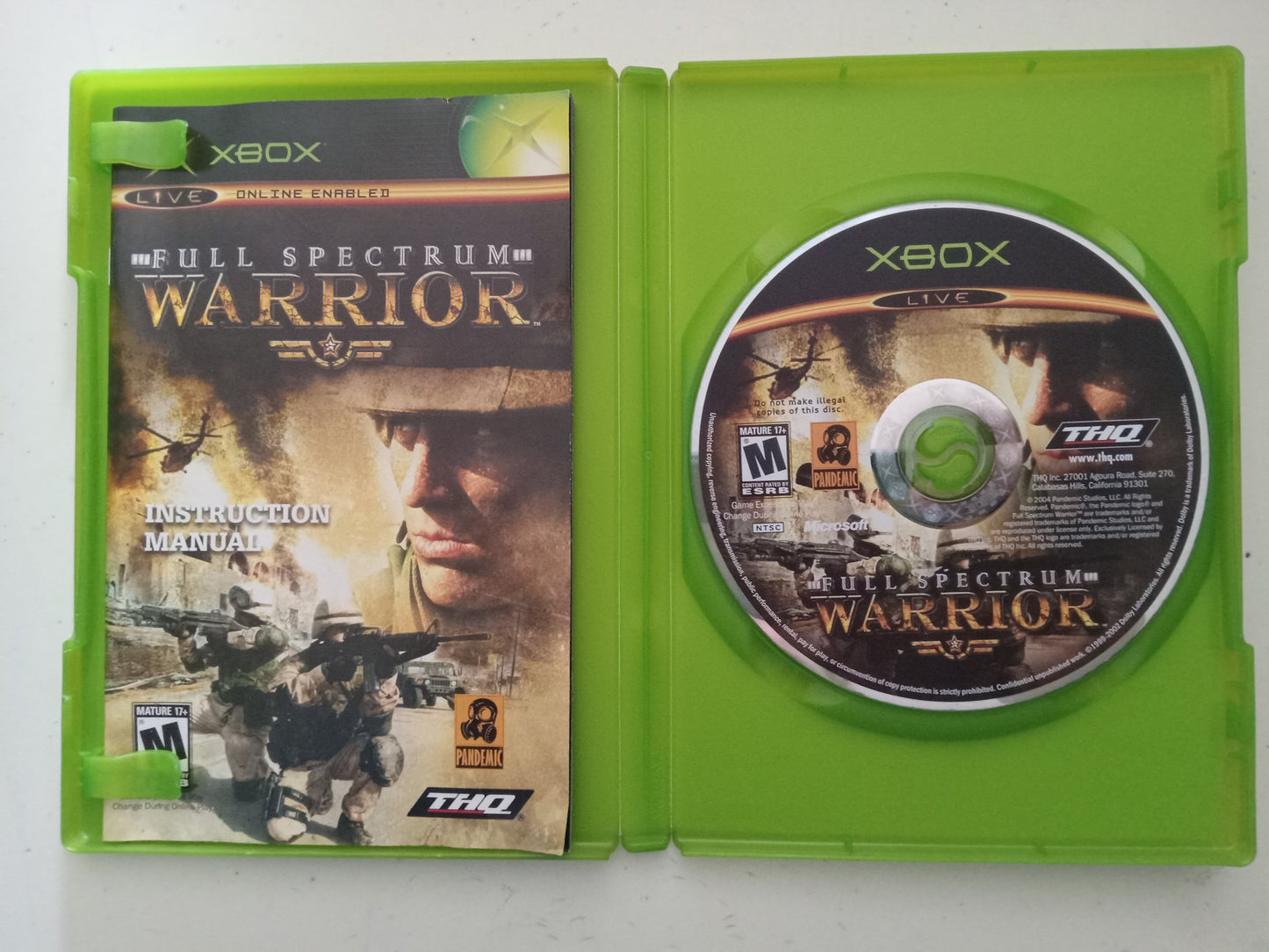 Full Spectrum Warrior, original Xbox Video Game, Rated M, USED