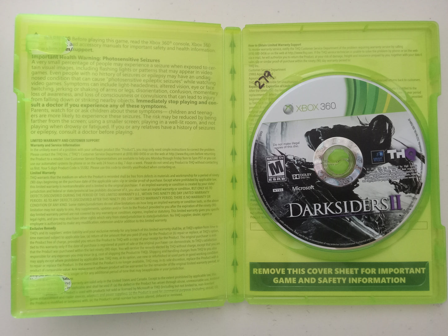 Darksiders Dark Siders II 2, Xbox 360 Video Game, Rated M, USED