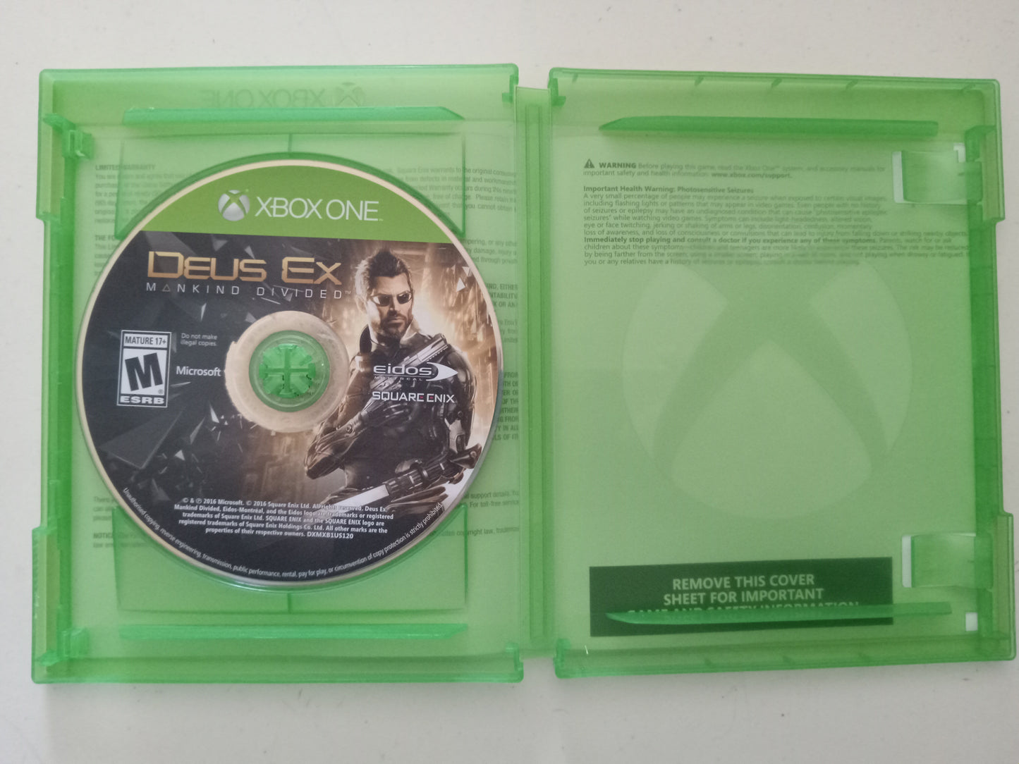 Deus Ex, Mankind Divided, Xbox One Video Game, Rated M, USED