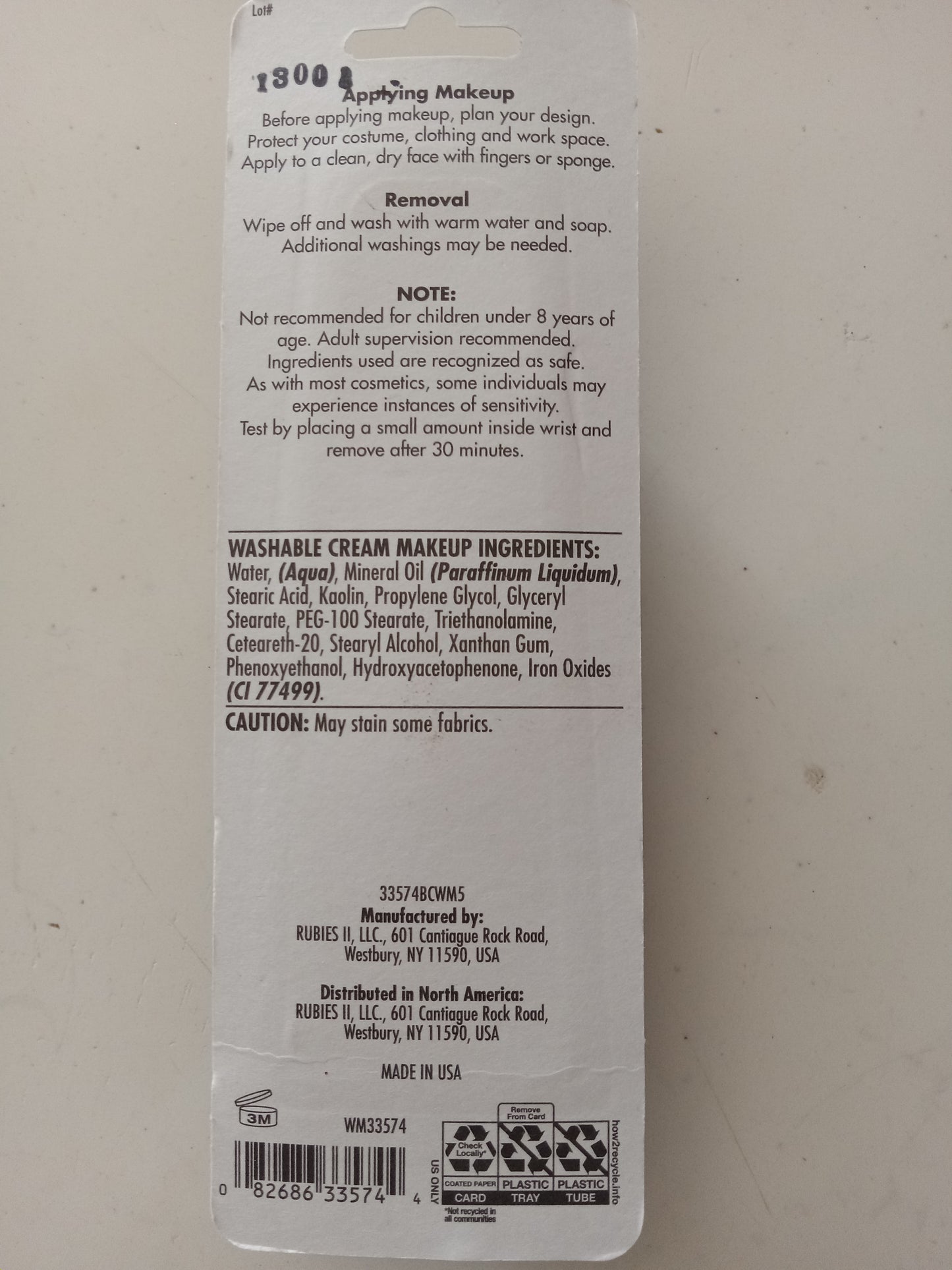 Black Cream Washable Makeup Rubies 1oz Cosplay Halloween Costume Accessory, NEW