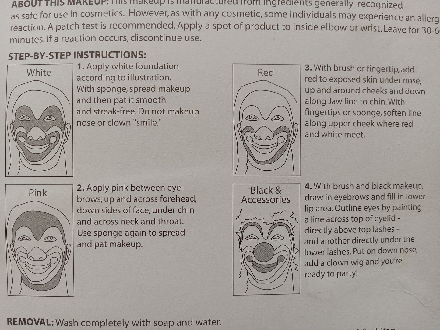 Clown Washable Makeup Kit Totally Ghoul .2 oz Cosplay Halloween Costume Accessory, NEW