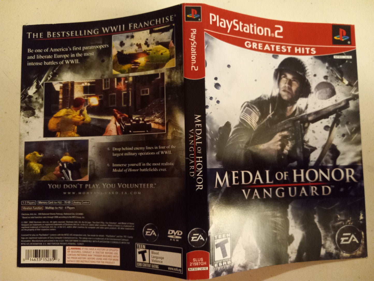 Medal Of Honor Vanguard, Playstation 2, Cover Art Only, USED.