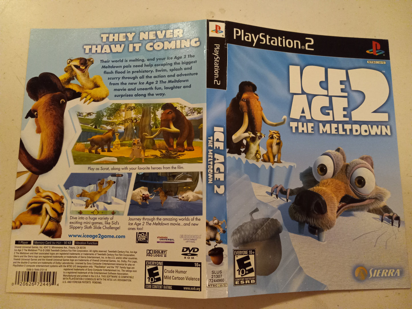 Ice Age 2, Playstation 2, Cover Art Only, USED.