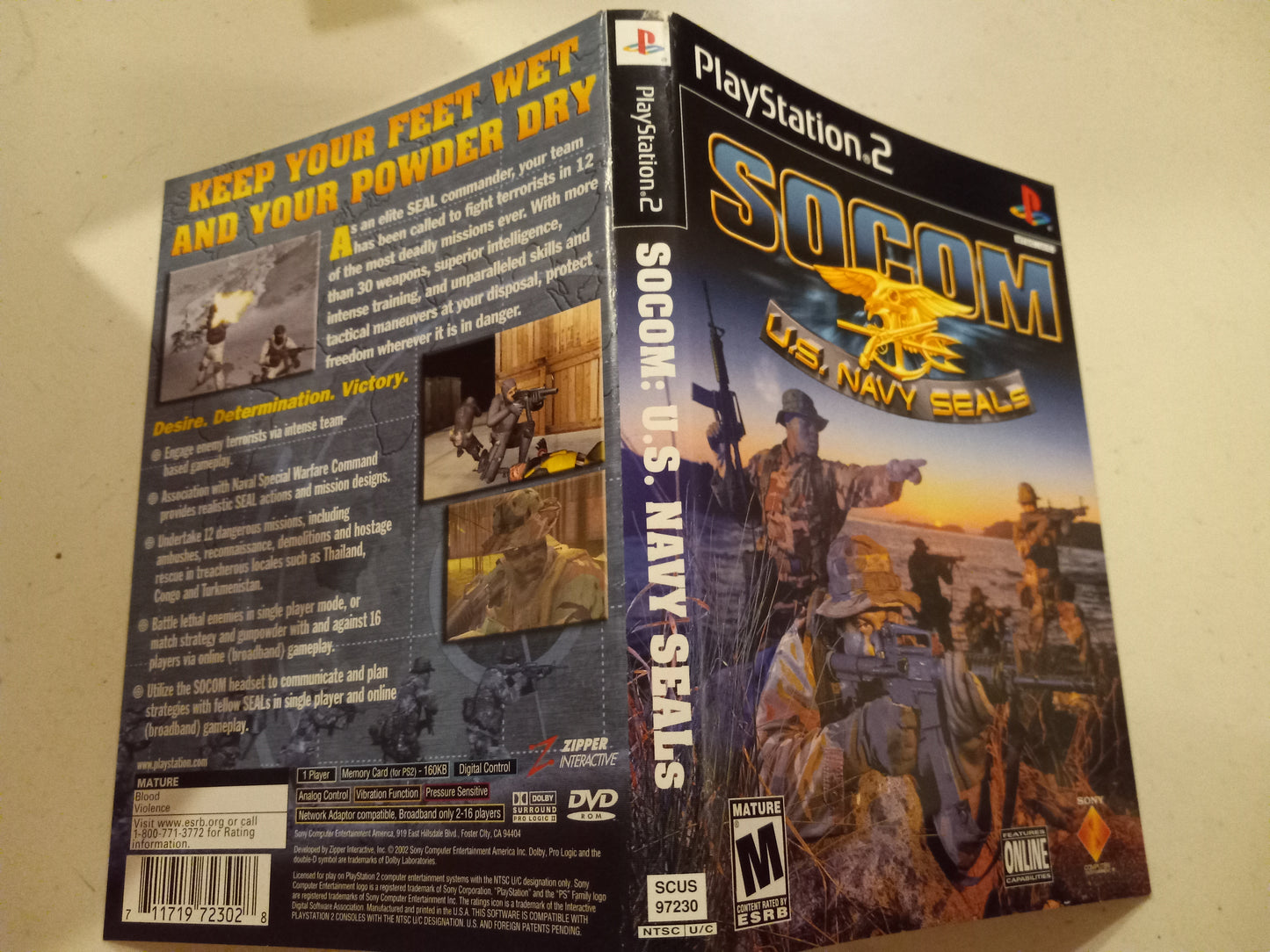 Socom U.S. Navy Seale, Playstation 2, Cover Art Only, USED.