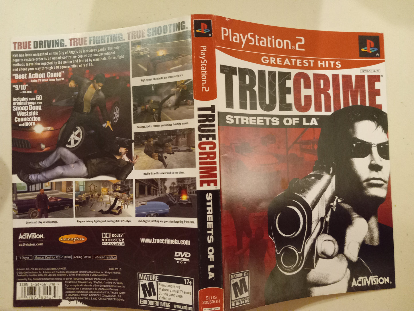 True Crime Streets Of LA, Playstation 2, Cover Art Only, USED