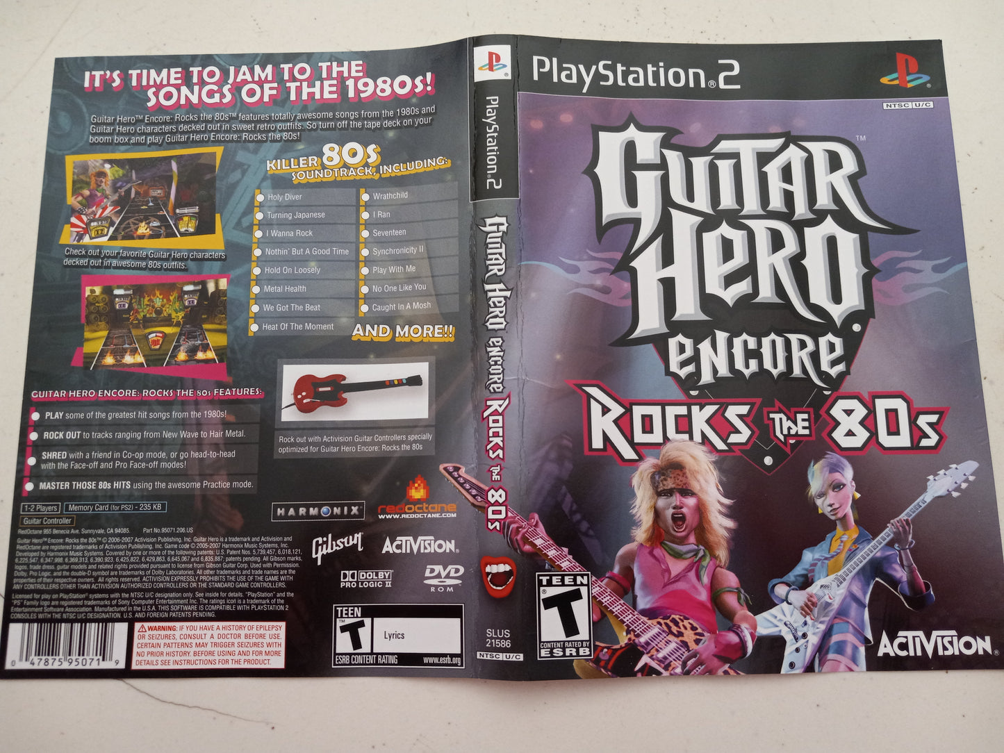 Guitar Hero Encore Rocks The 80s, Playstation 2, Cover Art + Manual Only, USED