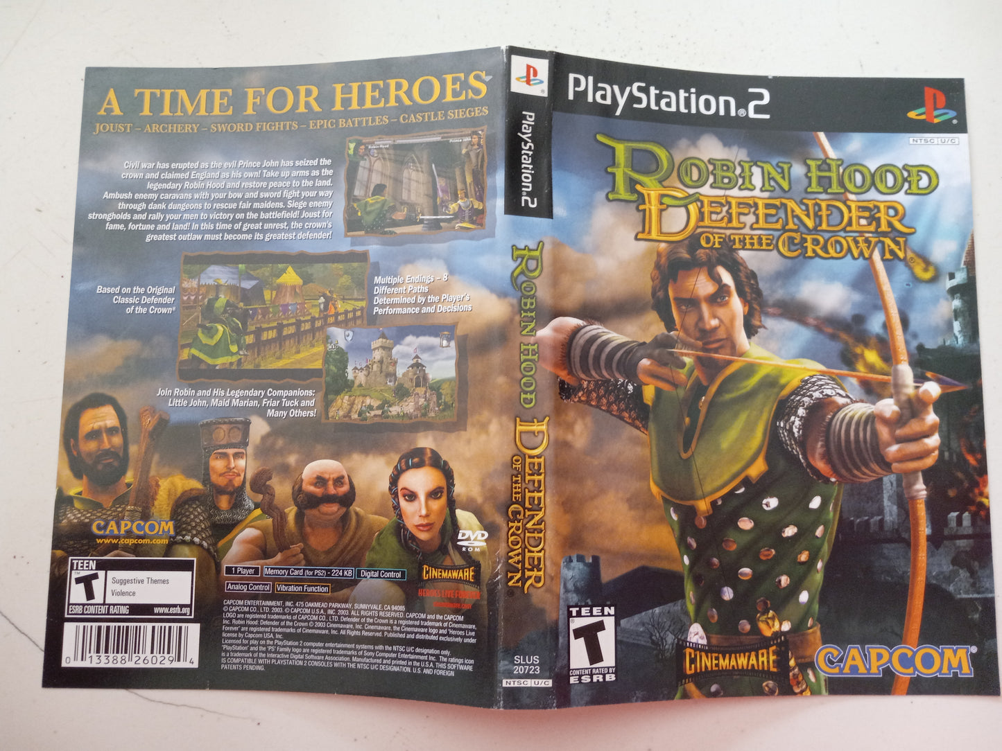 Robin Hood Defender Of The Crown, Playstation 2, Cover Art + Manual Only, USED