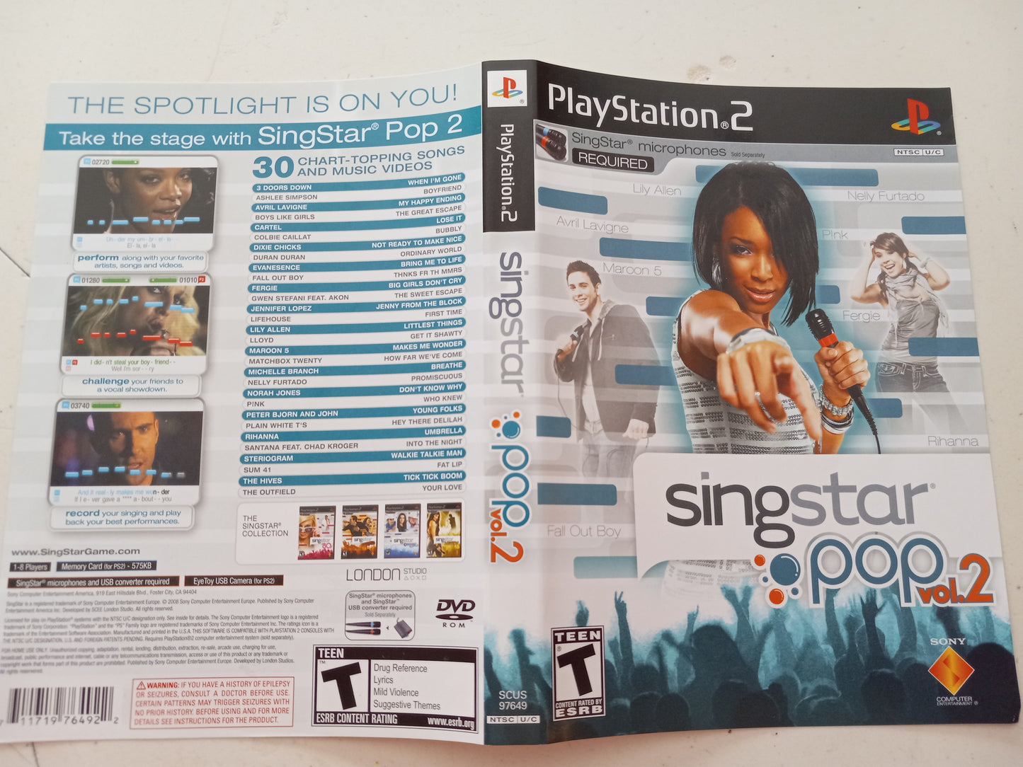 Singstar Pop Volume 2, Playstation 2, Cover Art + Manual Only, USED