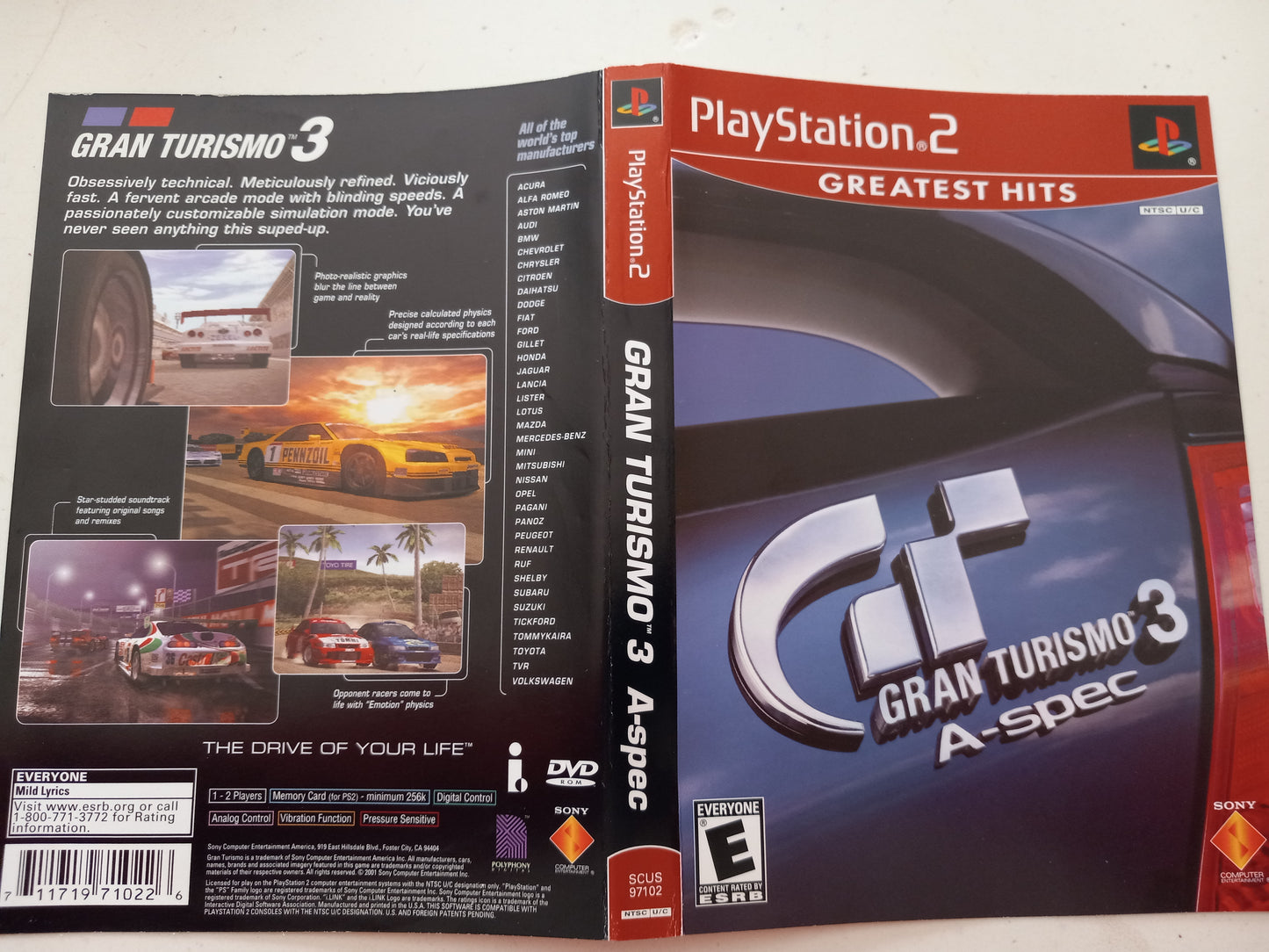 Gran Turismo 3 A-Spec, Playstation 2, Cover Art + Manual Only, USED