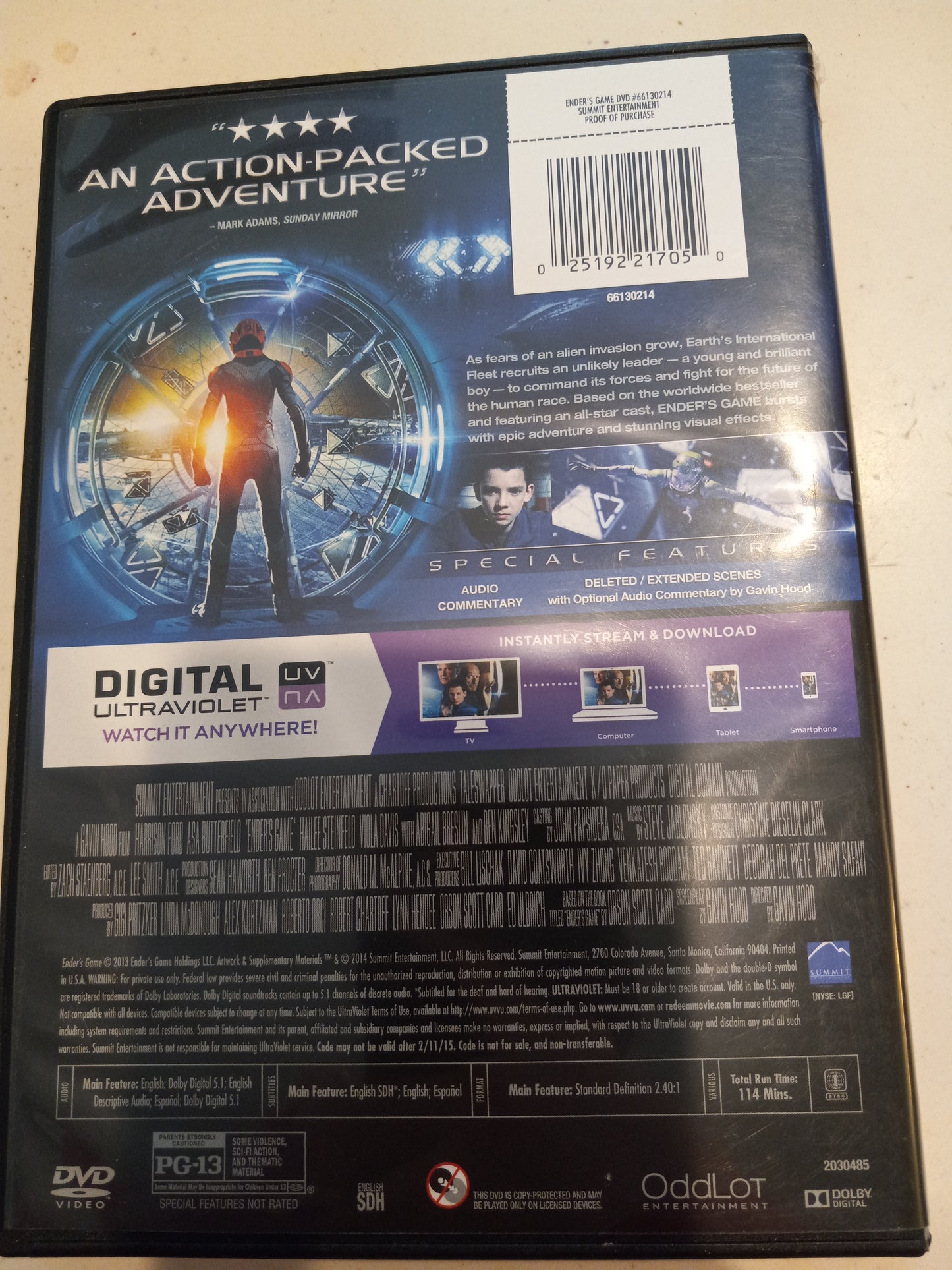 Ender's Game, DVD Movie, Widescreen, Rated PG-13, USED