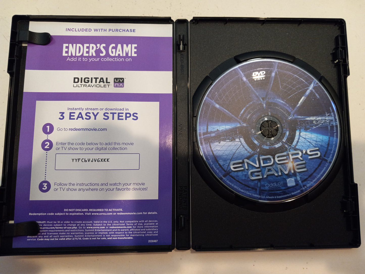Ender's Game, DVD Movie, Widescreen, Rated PG-13, USED