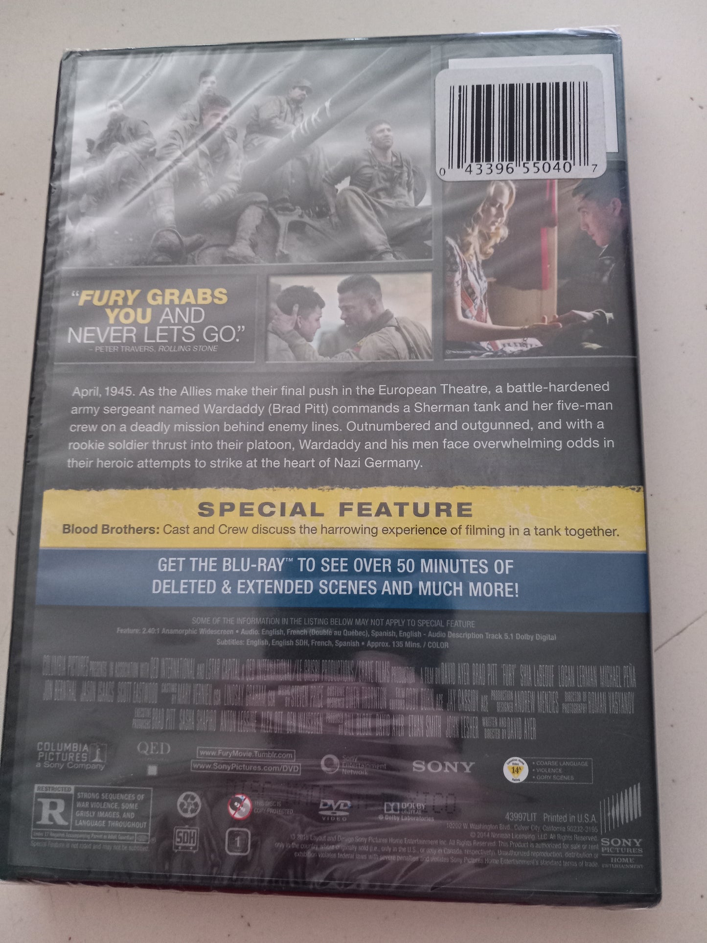 Fury, DVD Movie, Widescreen, Rated R, NEW