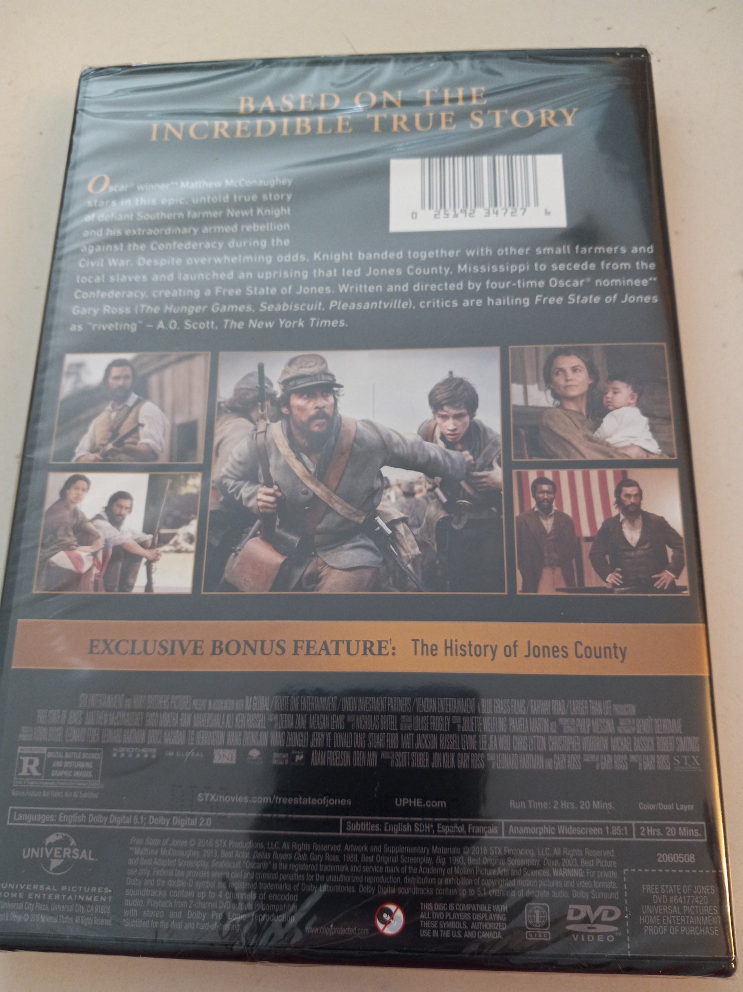 Free State Of Jones, DVD Movie, Widescreen, Rated R, NEW