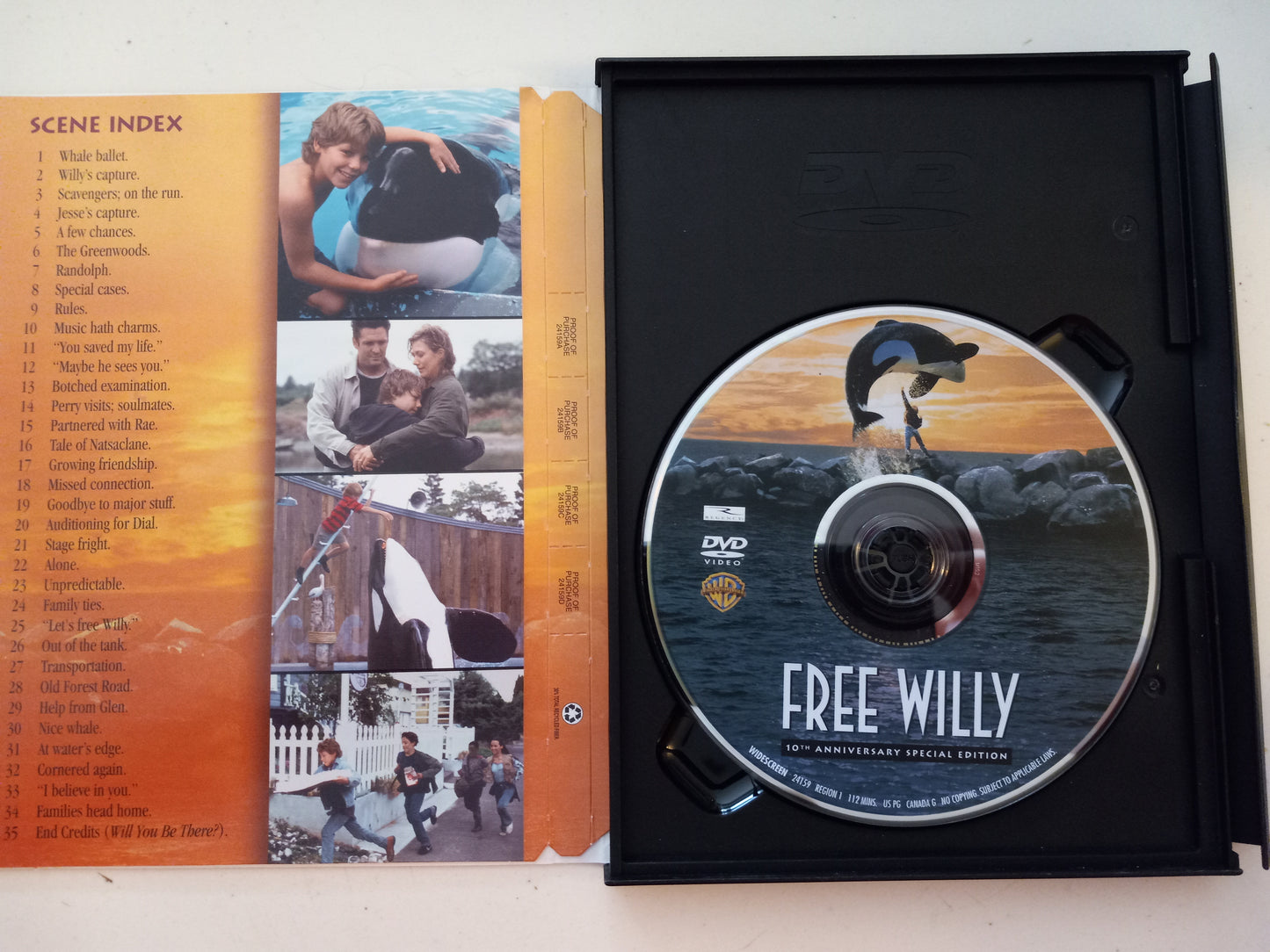 Free Willy, 20th Anniversary Ed. DVD Movie, Jesse James Richter Widescreen, Rated PG, USED