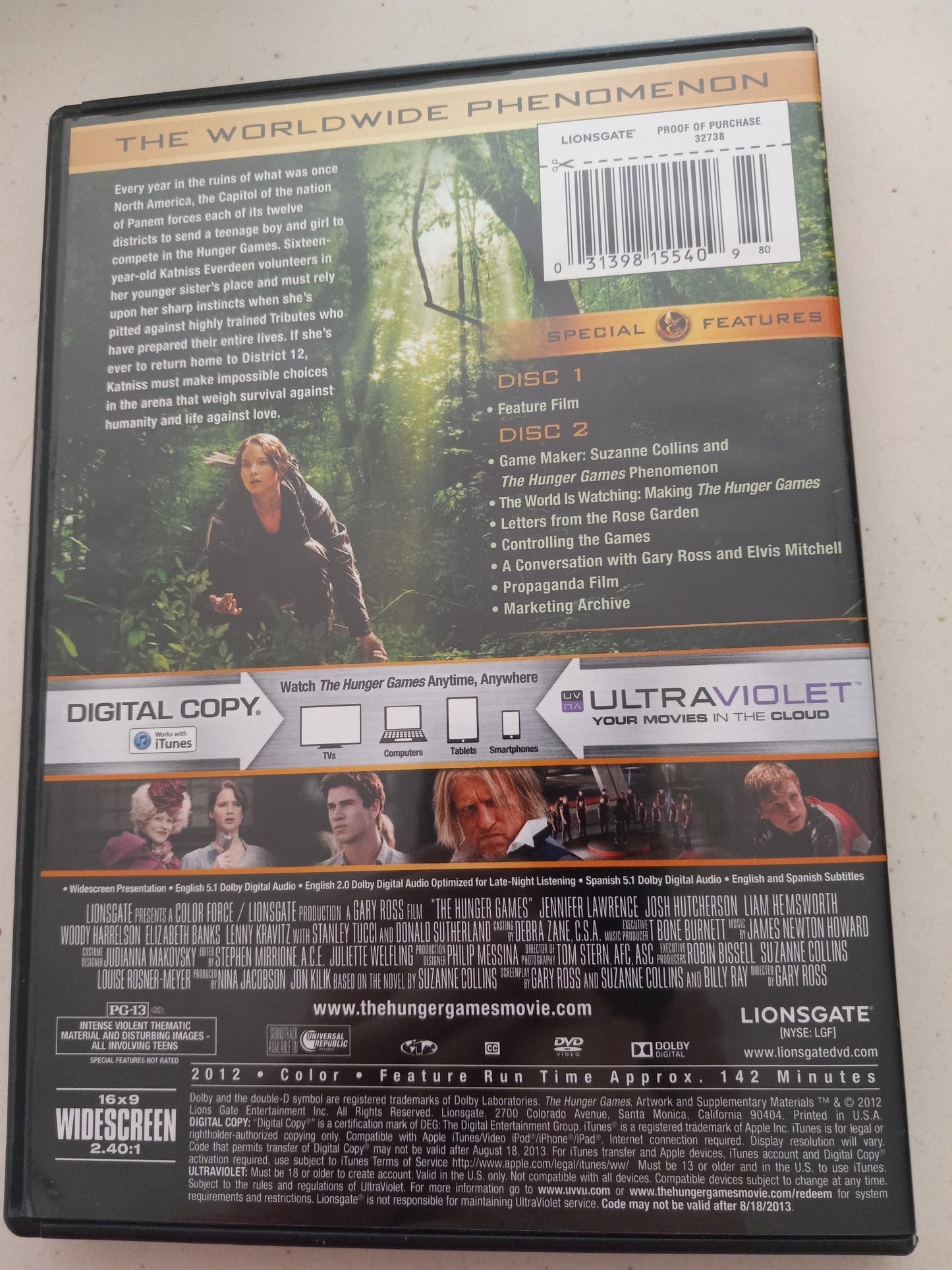 The Hunger Games, 2 Discs, DVD Movie, Jennifer Lawrence Widescreen, Rated PG-13, NEW
