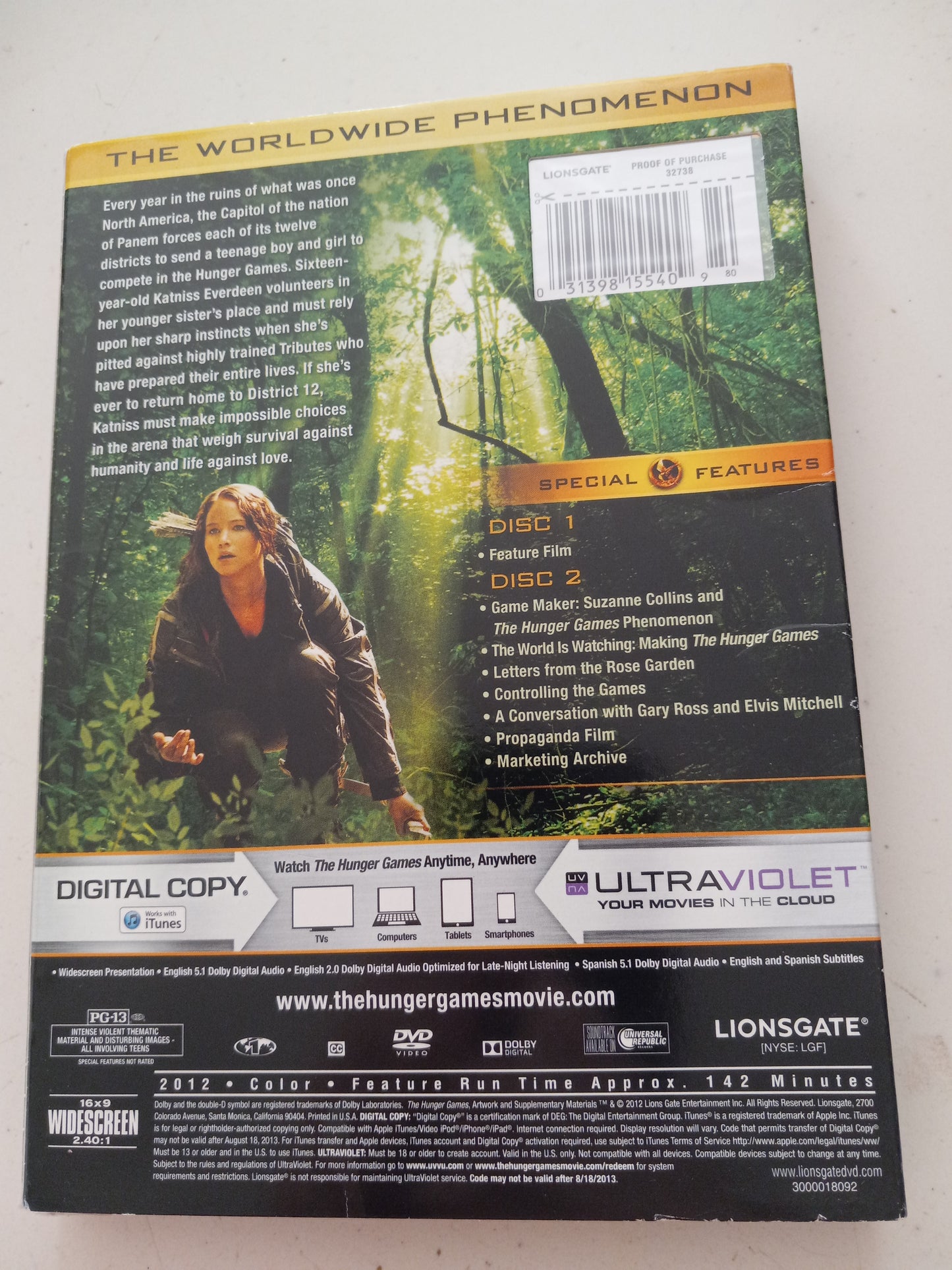 The Hunger Games, 2 Discs, DVD Movie, Jennifer Lawrence Widescreen, Rated PG-13, NEW
