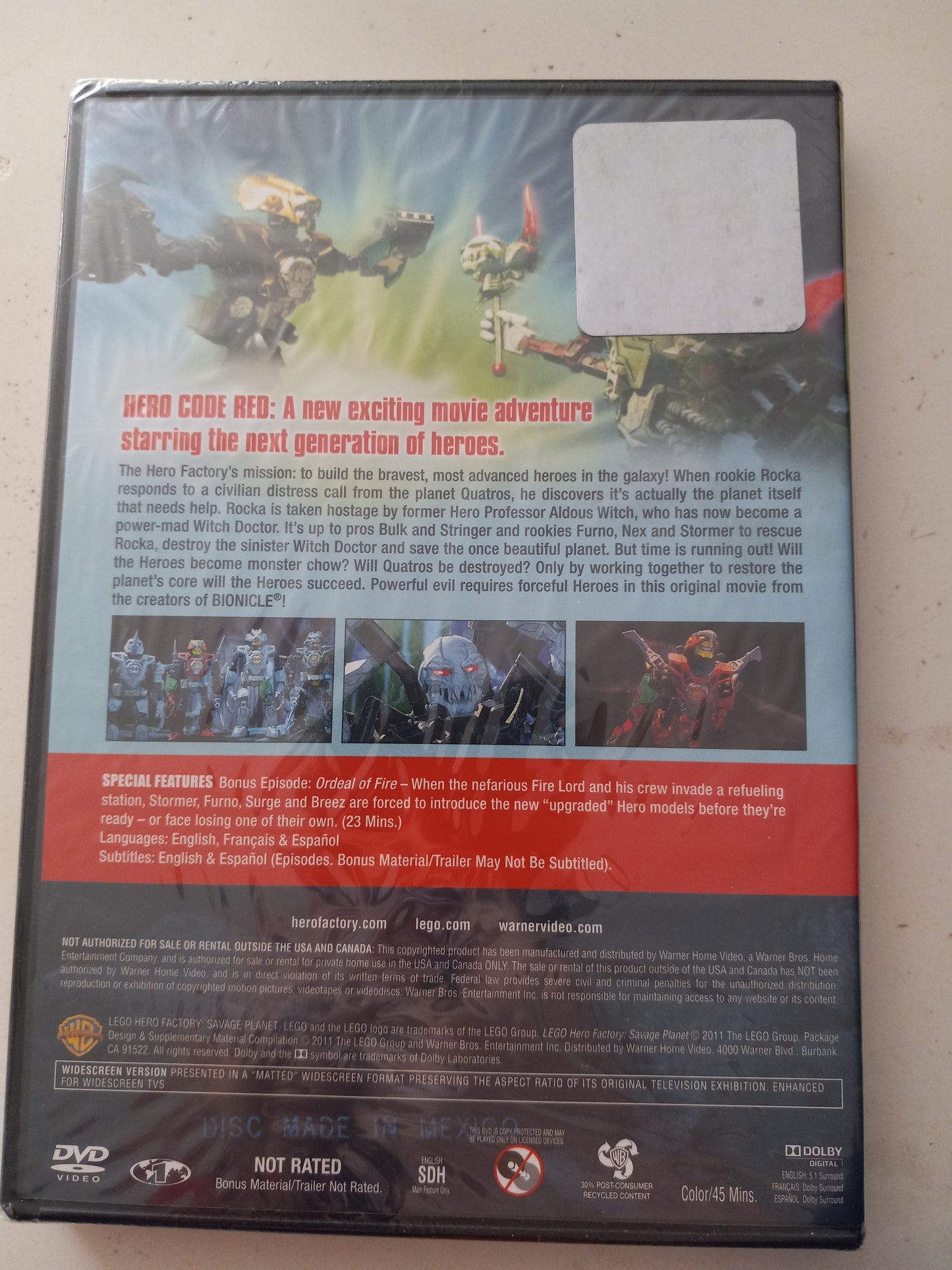 LEGO Hero Factory Savage Planet, DVD Movie, Widescreen, Not Rated, NEW