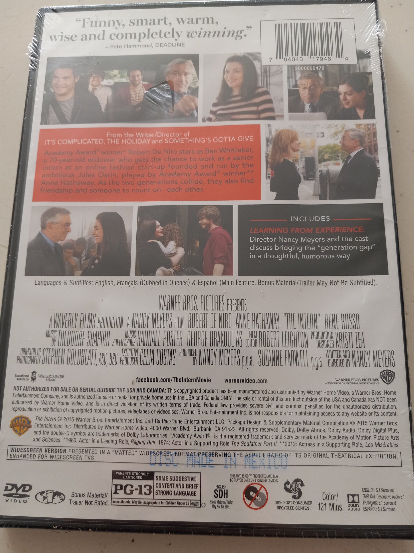 The Intern, DVD Movie, Widescreen, Rated PG-13, NEW