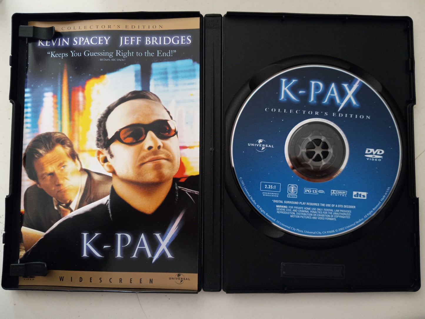 K-Pax, Collector's Edition, DVD Movie, Widescreen, Rated PG-13, USED