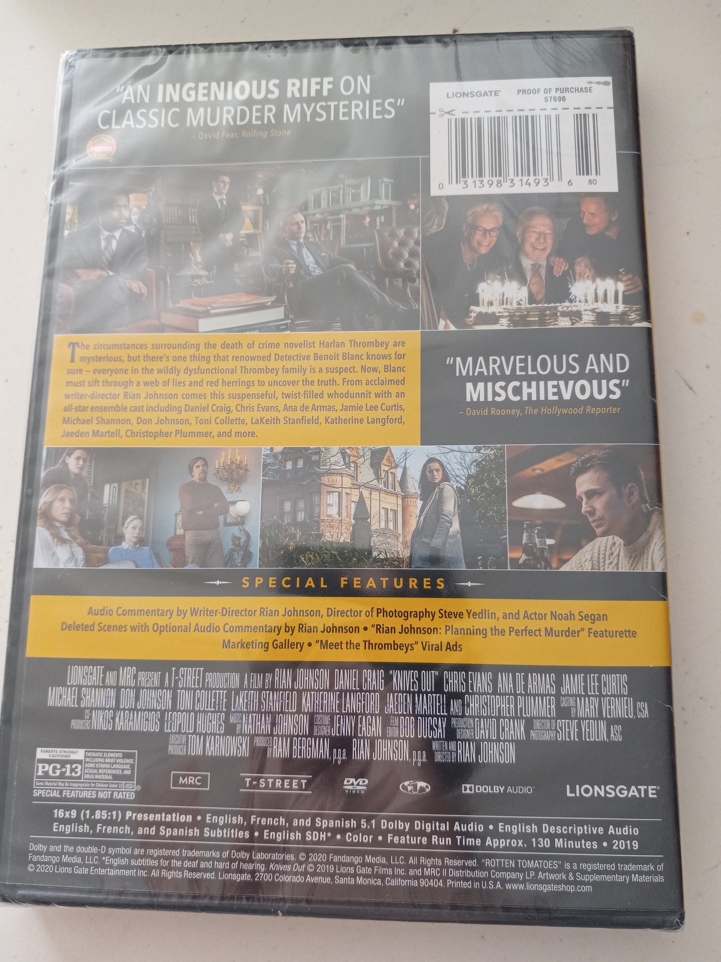 Knives Out, DVD Movie, Widescreen, Rated R, NEW