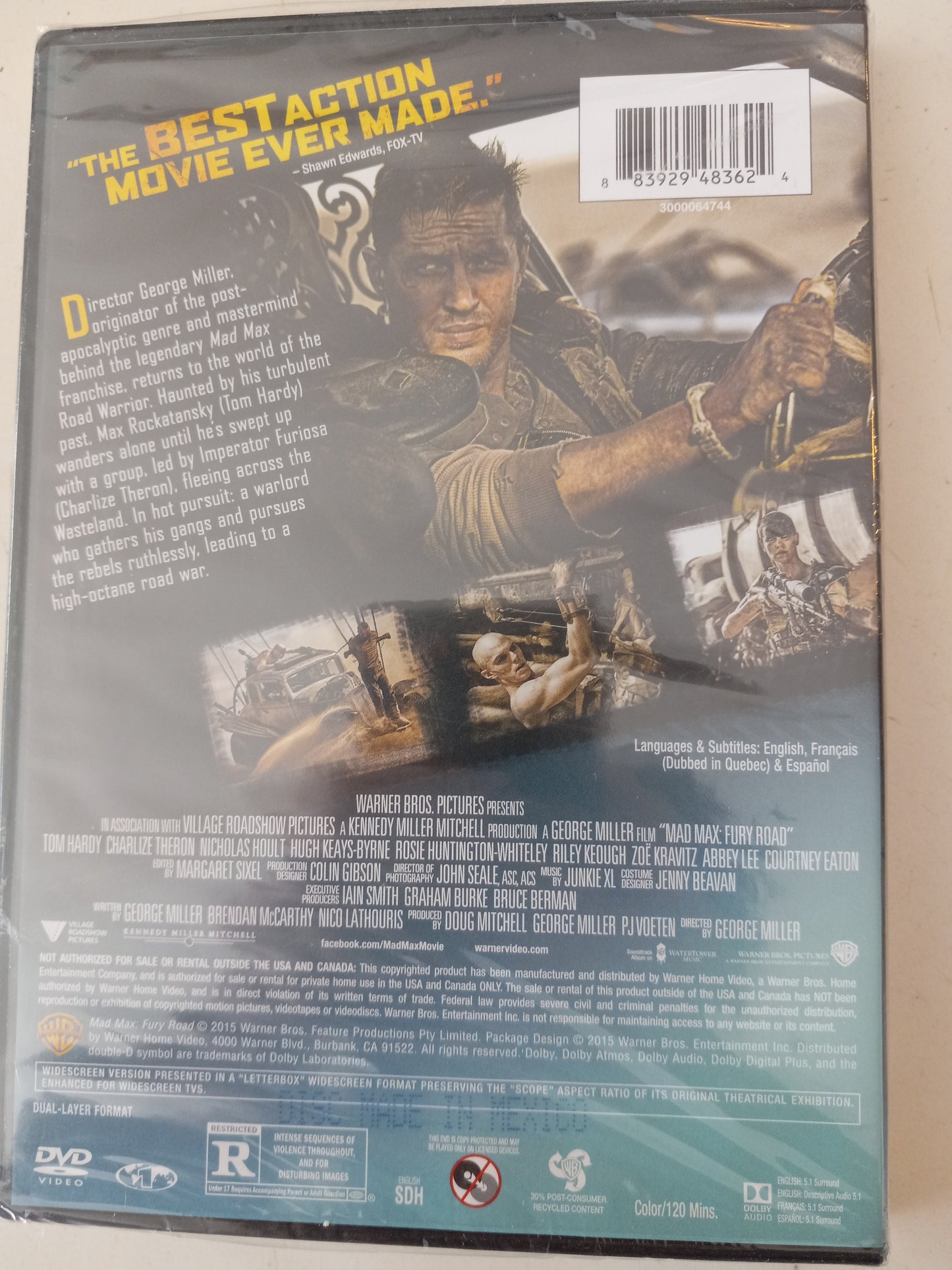 Mad Max Fury Road, DVD Movie, Tom Hardy Widescreen, Rated R, NEW