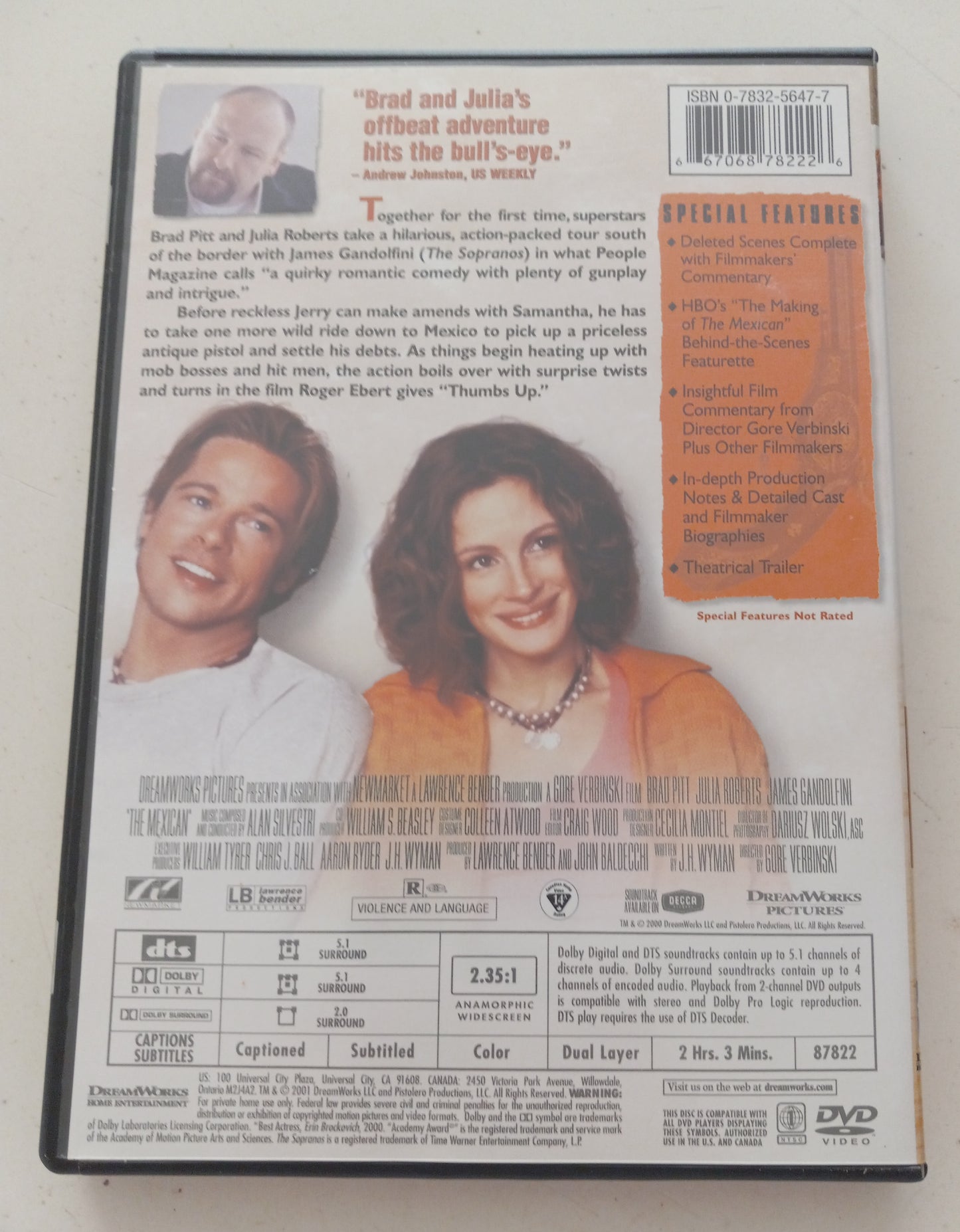 The Mexican, DVD Movie Widescreen, Rated R, USED