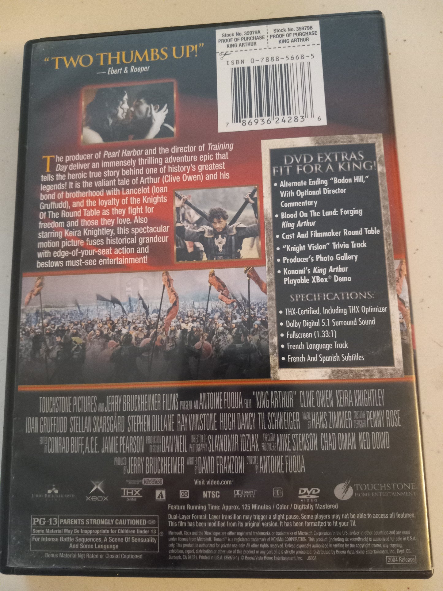 King Arthur, DVD Movie, Clive Owen Fullscreen, Rated PG-13, USED