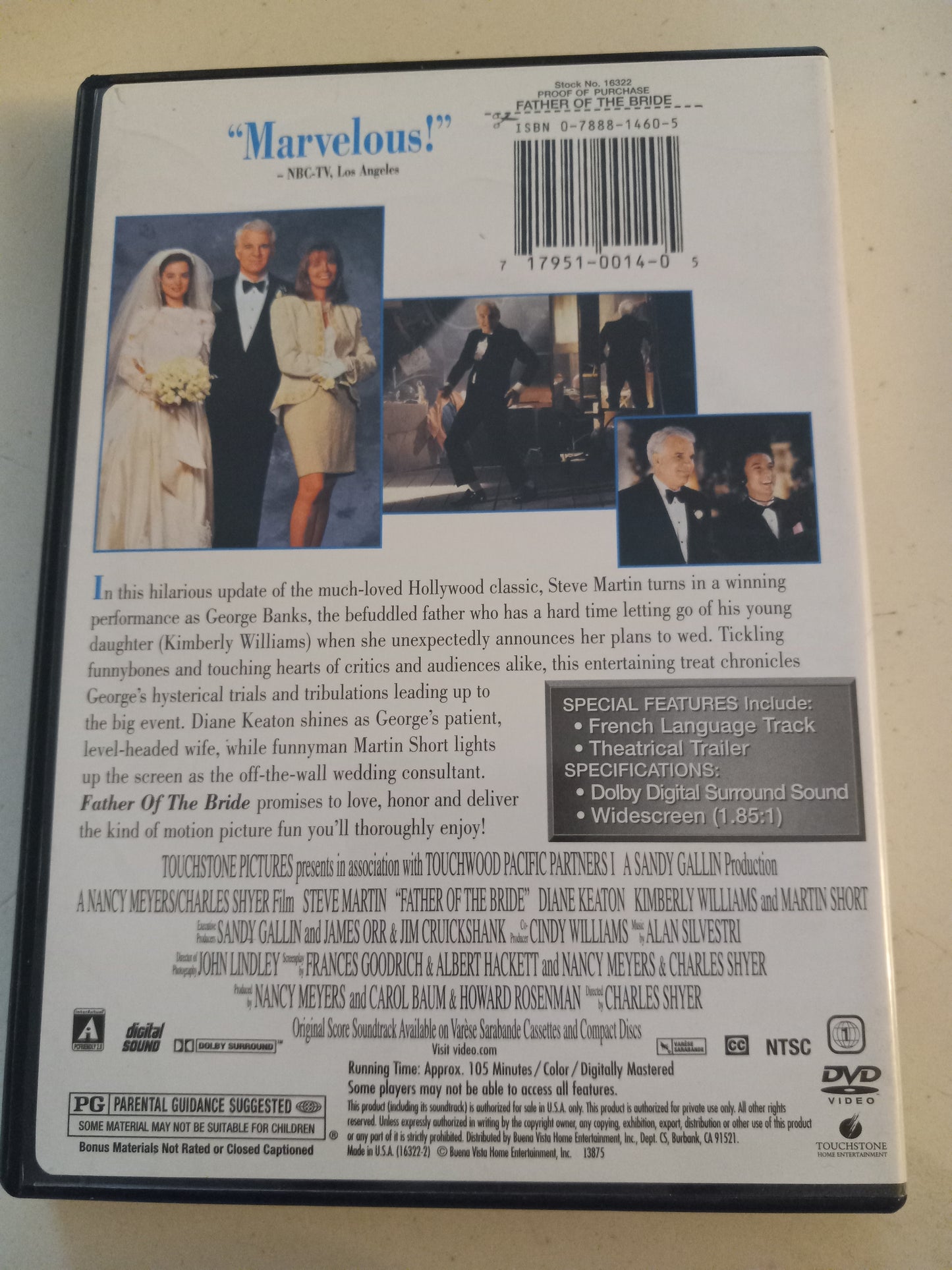 Father Of The Bride, DVD Movie, Widescreen, Rated PG, USED