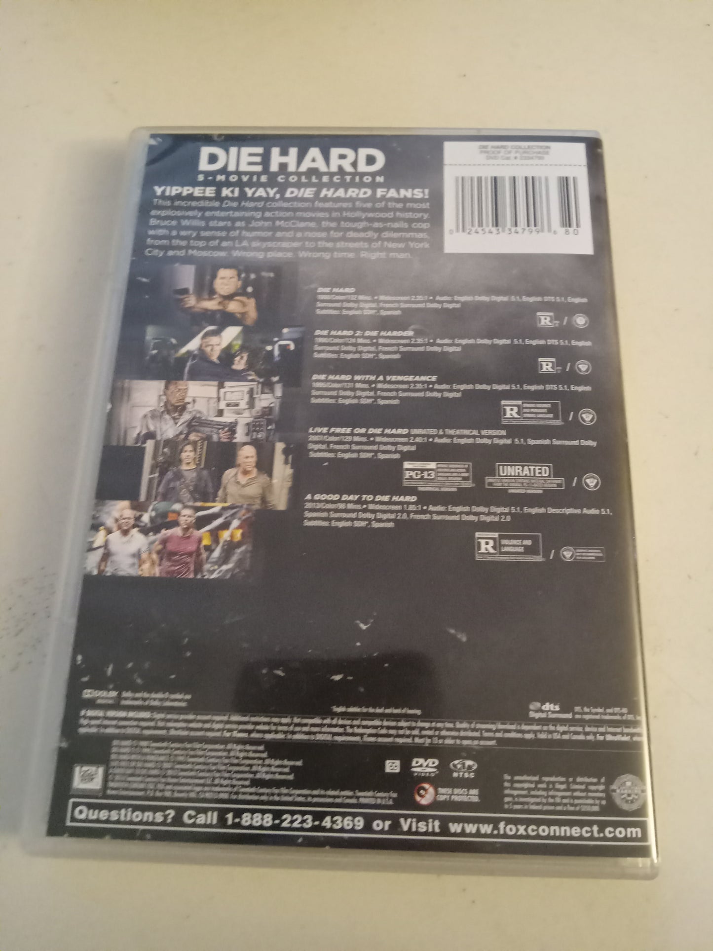 Die Hard 5 Movie Collection, Die Harder, With A Vengeance, Live Free or, A Good Day To, DVD Movies, Rated R, Widescreen, USED