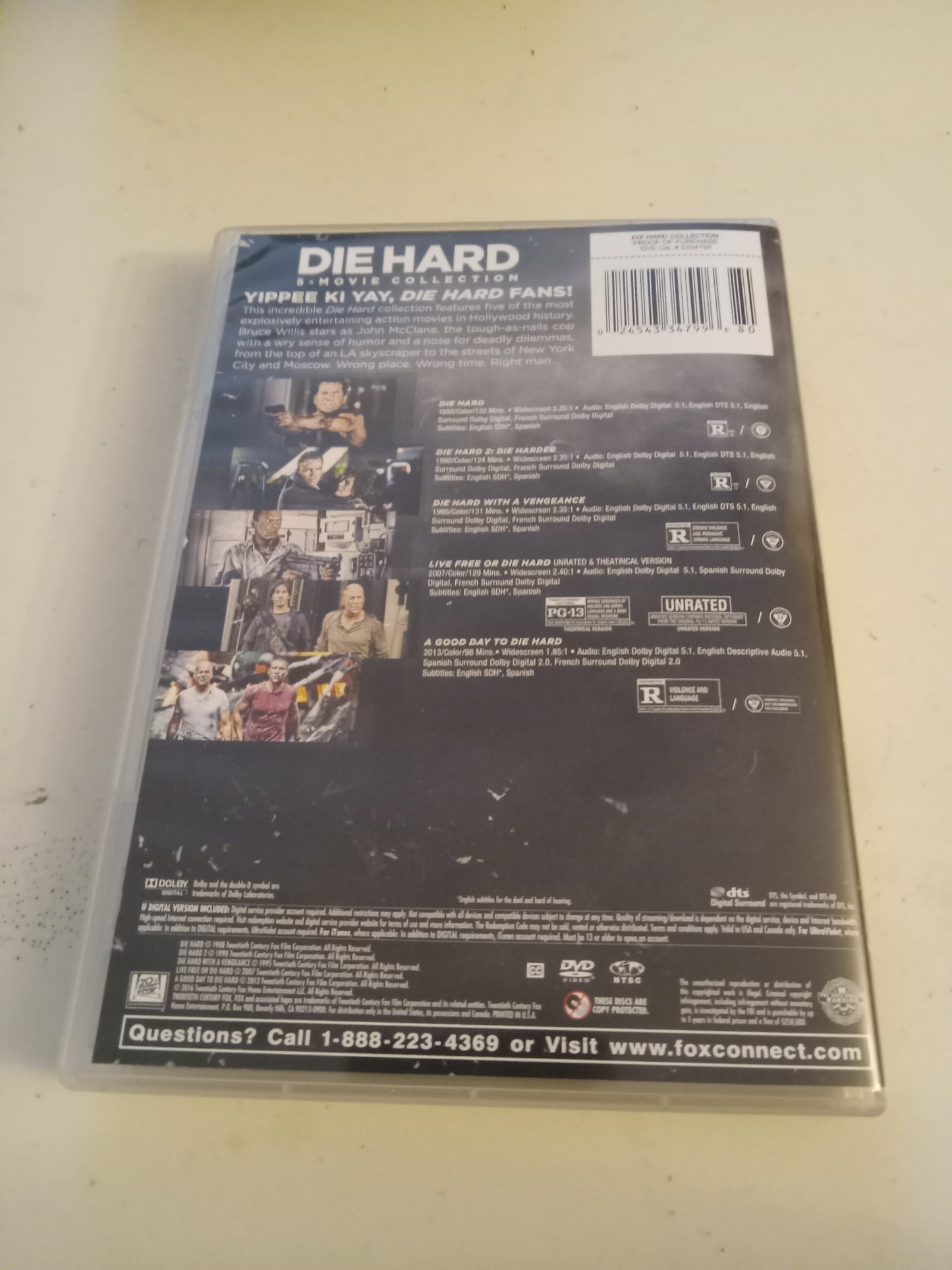 Die Hard 5 Movie Collection, Die Harder, With A Vengeance, Live Free or, A Good Day To, DVD Movies, Rated R, Widescreen, USED