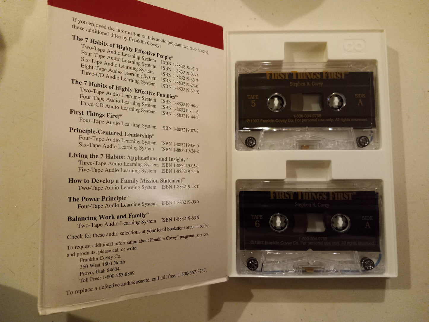 First Things First, Stephen R. Covey & Merrill, Book 4 of 6, 1 & 2 | 5 & 6 Cassette Tapes, Rare NEW