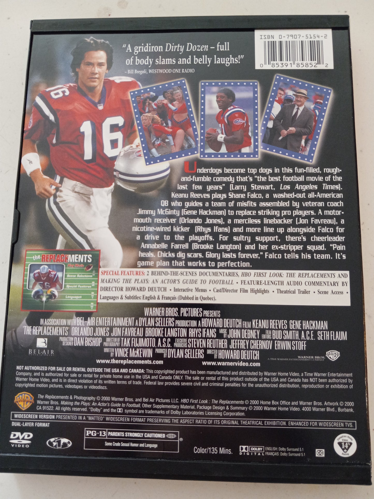 The Replacements, DVD Movie, Widescreen, Rated PG-13, USED