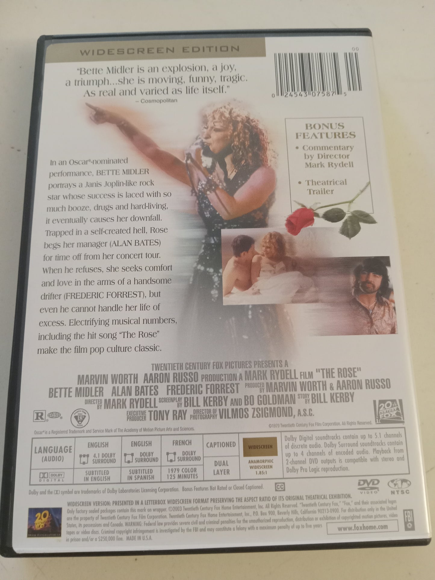 The Rose, DVD Movie, Rated R, Widescreen, USED