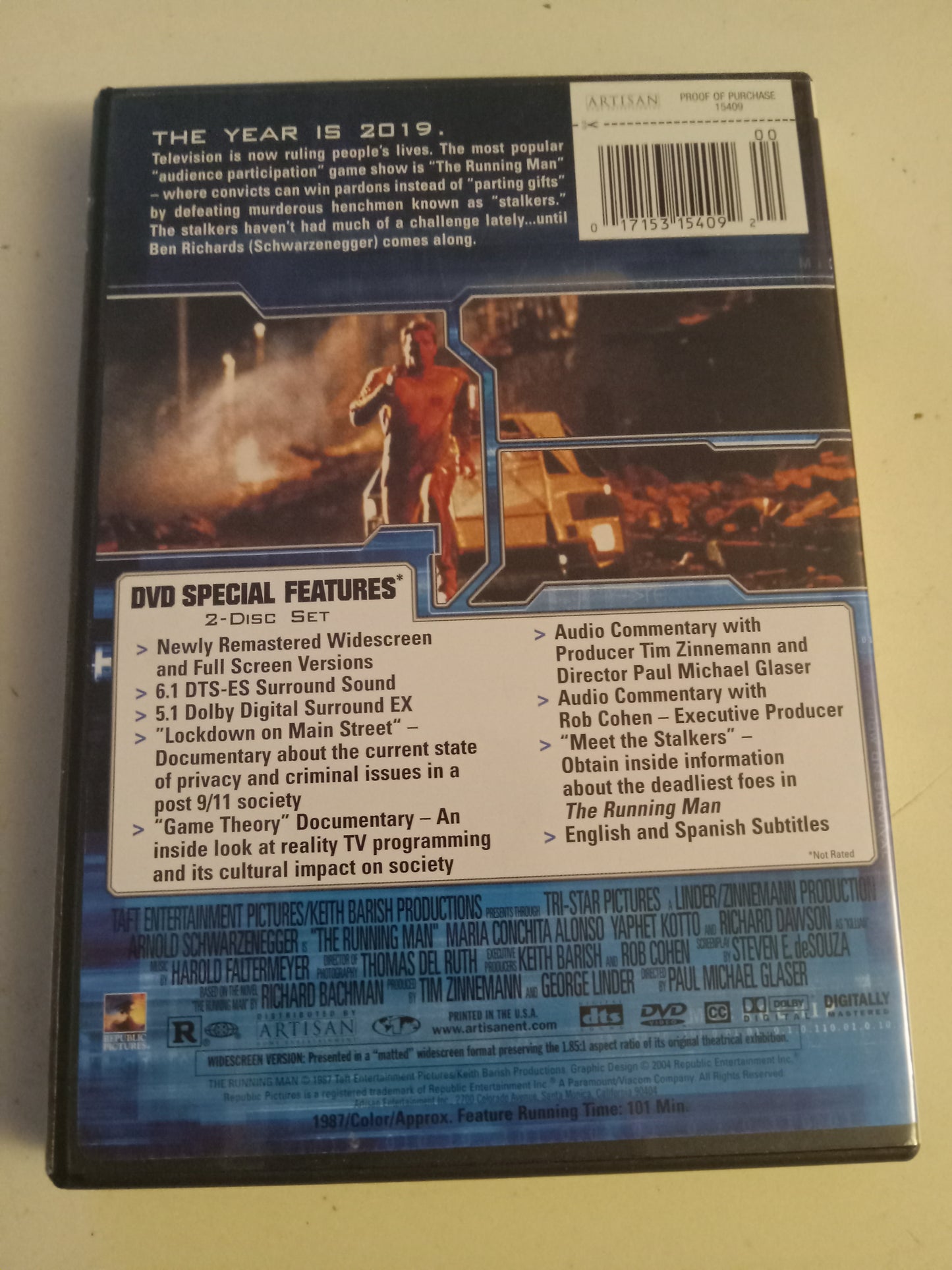 The Running Man, DVD Movie, Rated R, Widescreen 2 Disc Special Ed, USED