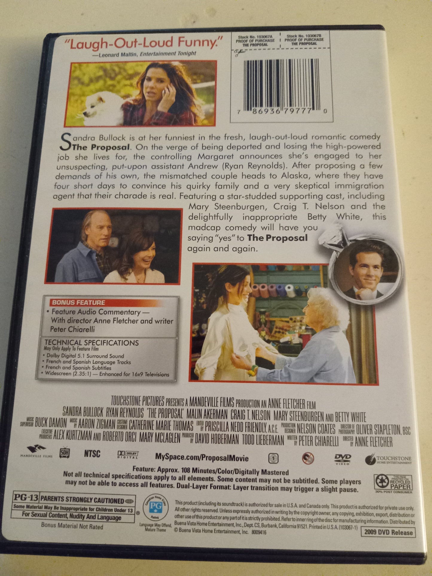 The Proposal, DVD Movie, Sandra Bullock Widescreen, Rated PG-13, USED