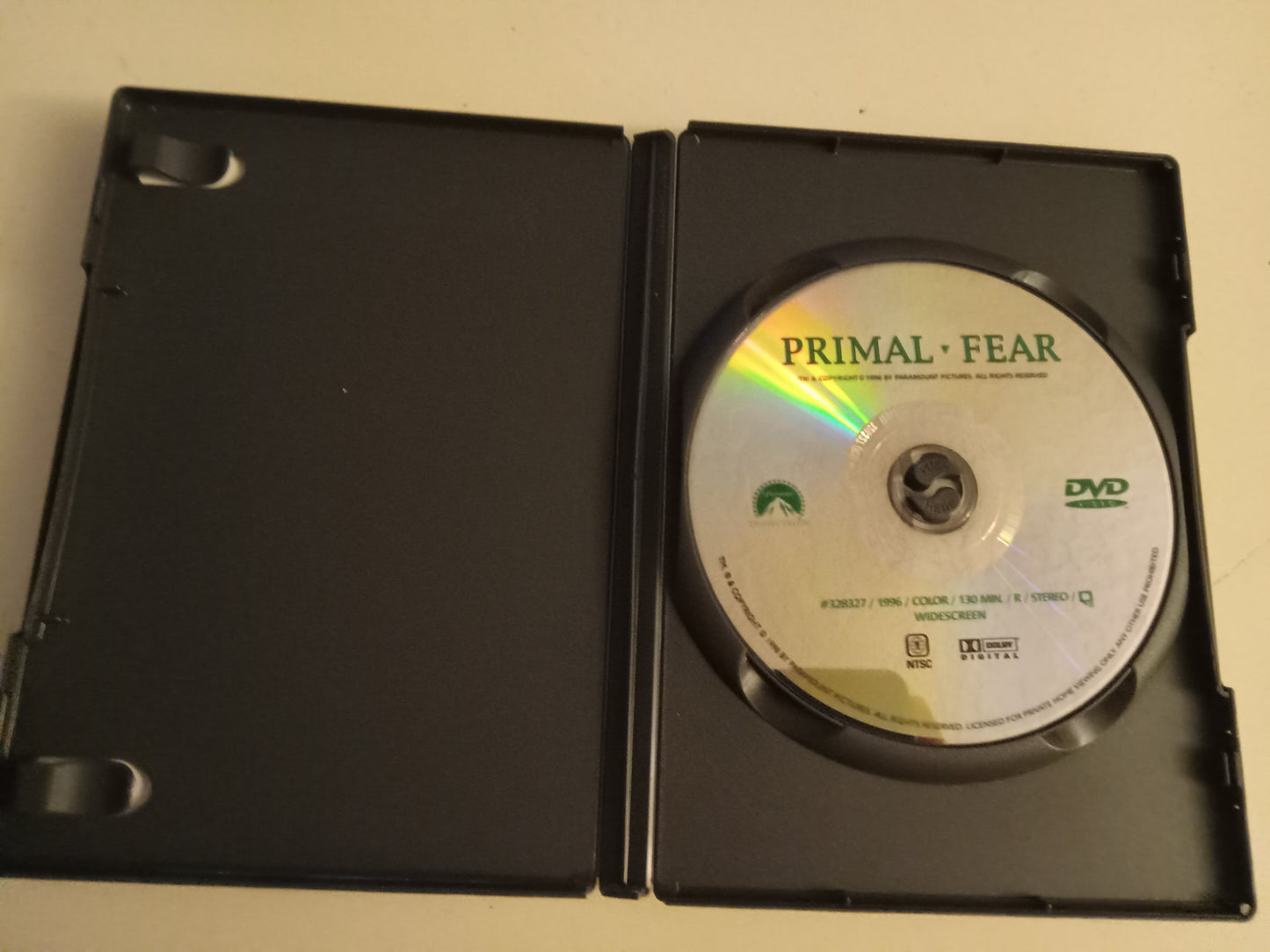 Primal Fear, DVD Movie, Rated R, Widescreen, USED