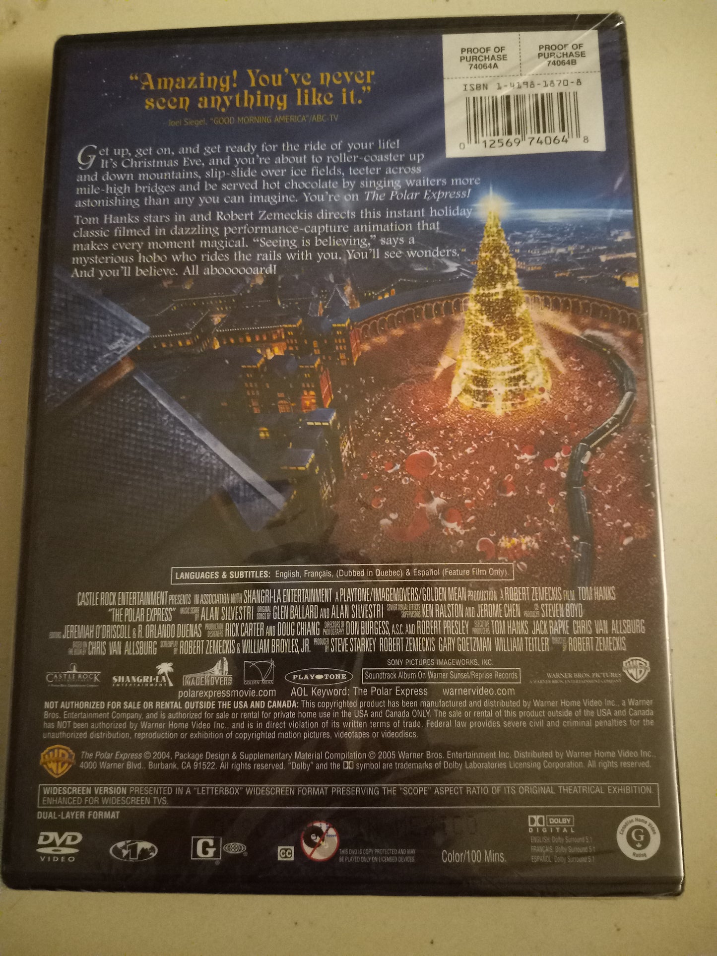 The Polar Express, DVD Movie, Widescreen, Rated G, NEW
