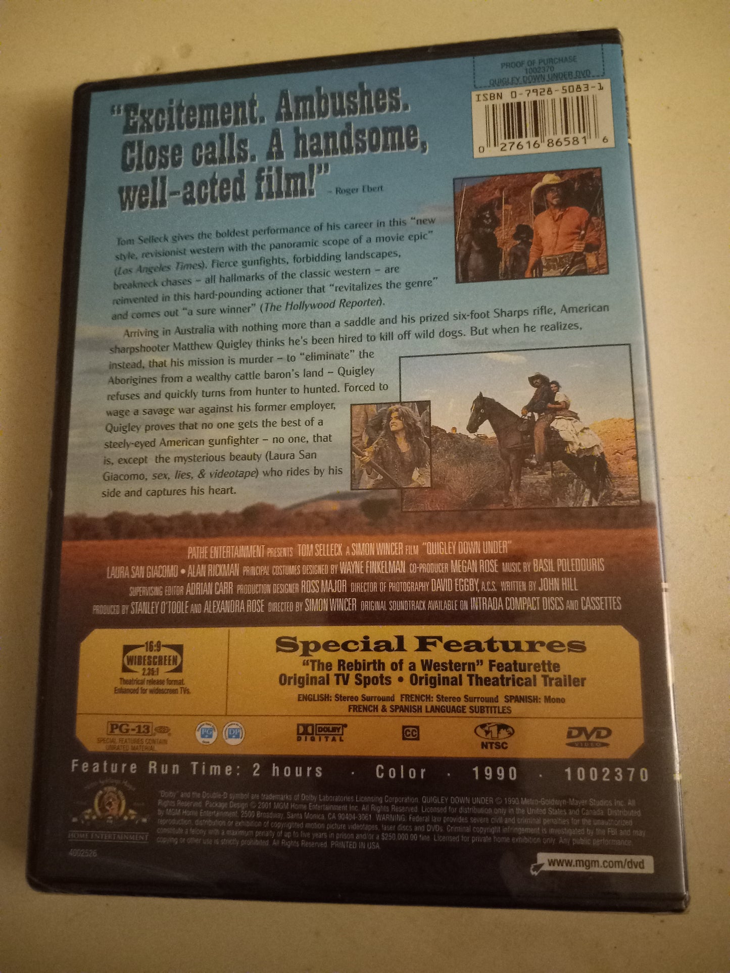 Quigley Down Under, DVD Movie, Widescreen, Rated PG-13, NEW
