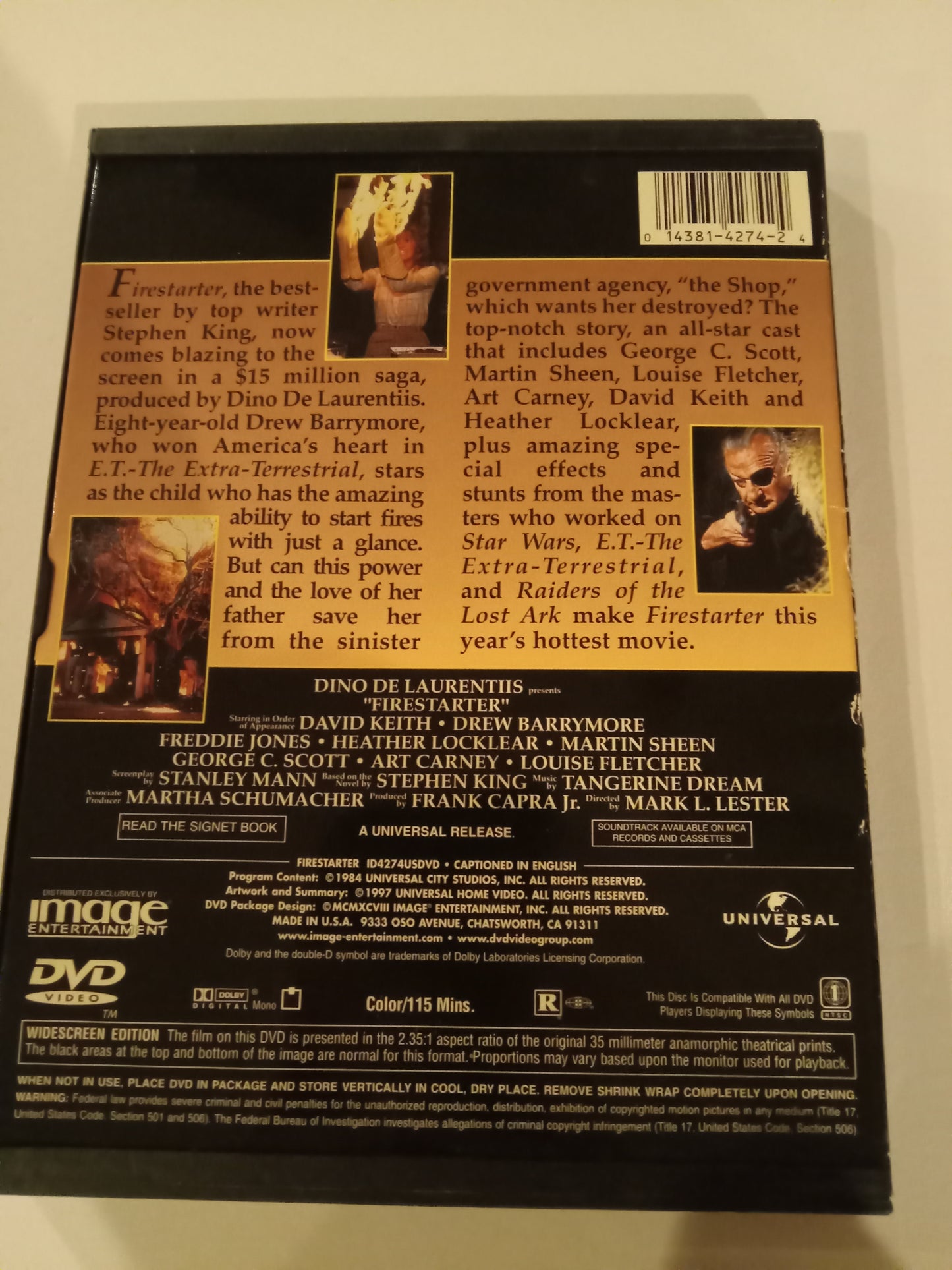 Firestarter, DVD Movie, Widescreen, Rated R, USED