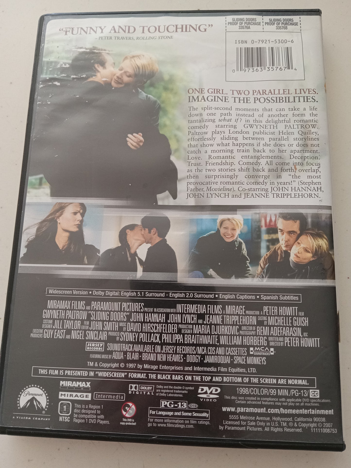 Sliding Doors, DVD Movie, Widescreen, Rated PG-13, USED