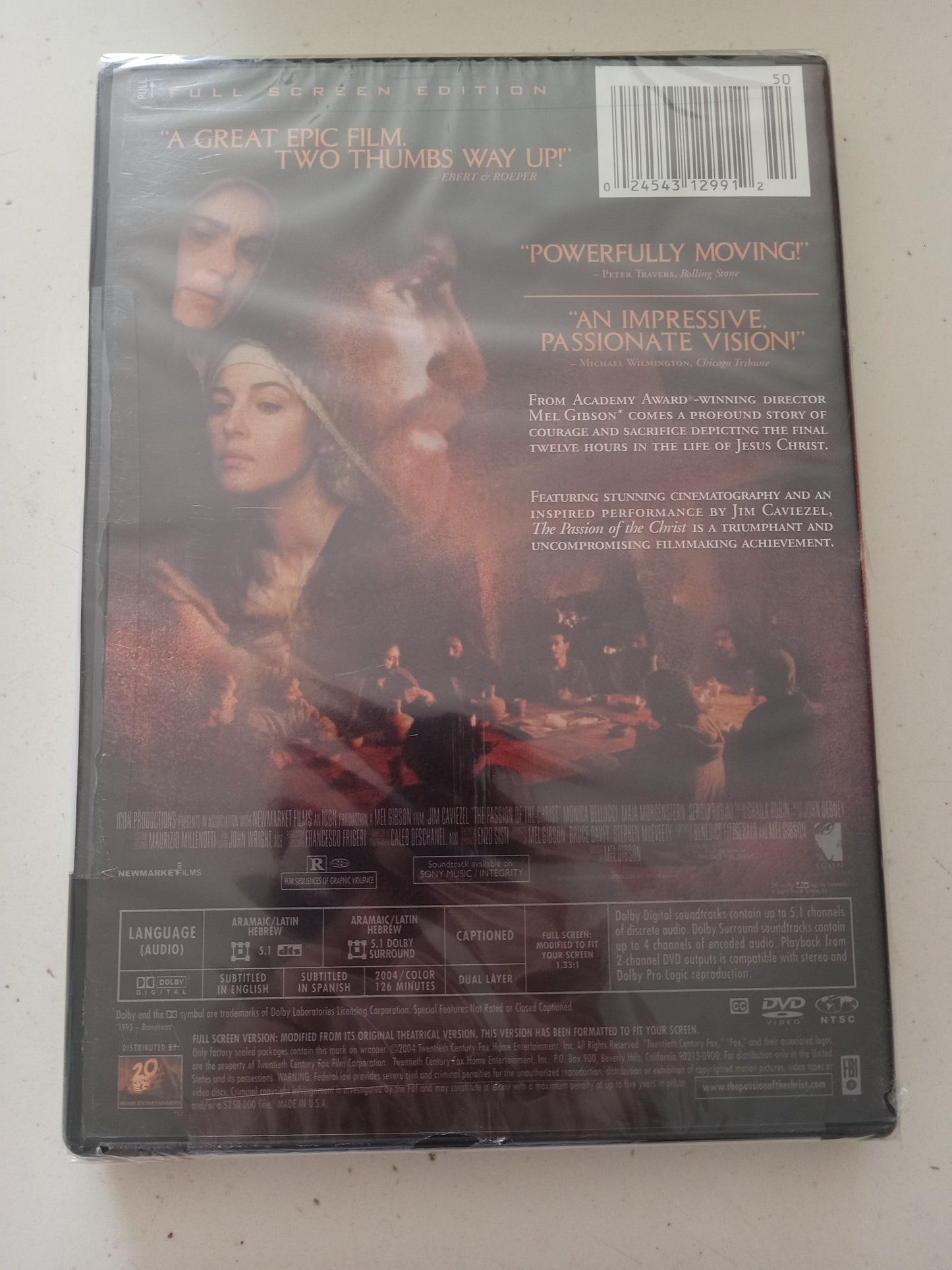 The Passion Of Christ, DVD Movie Fullscreen, Rated R, NEW