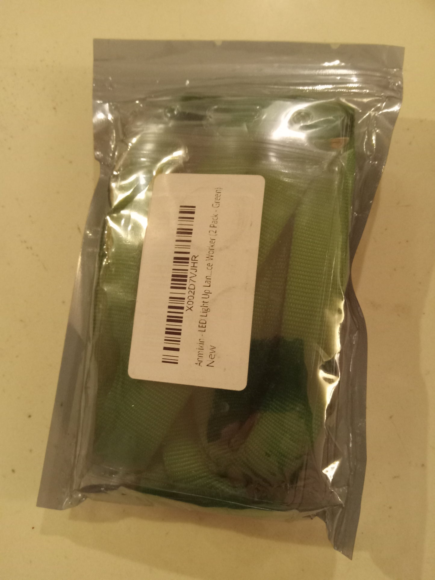 Green LED Light Up Lanyards (2), 3 Light Settings, + Clear ID Holders Sleeves, NEW