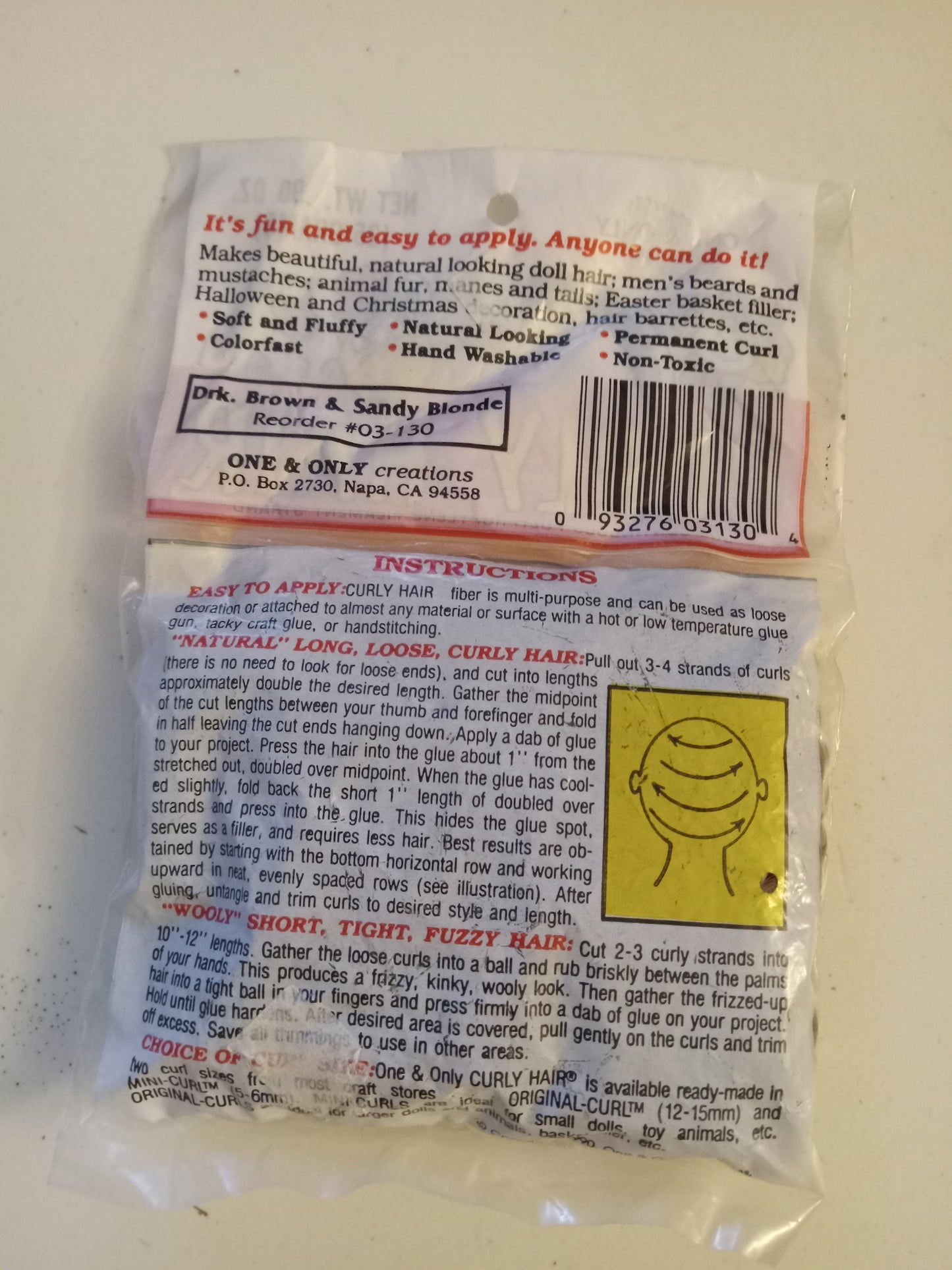 Curly Doll Hair, Two Colors Mixed Brown & Gray/Blonde, 2 Tone, Original Curls, Crafts, NEW