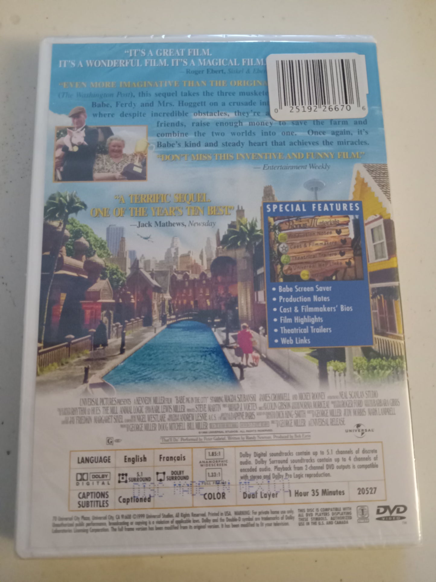 Babe Pig In The City, DVD Movie, Widescreen, Rated G, NEW