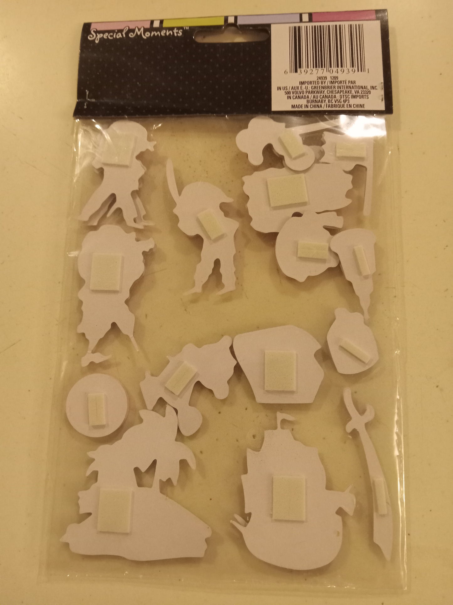 Chip Board Embellishments, 3D Stickers, 16ct. Pirates, Treasure, Ships, Sailing, NEW