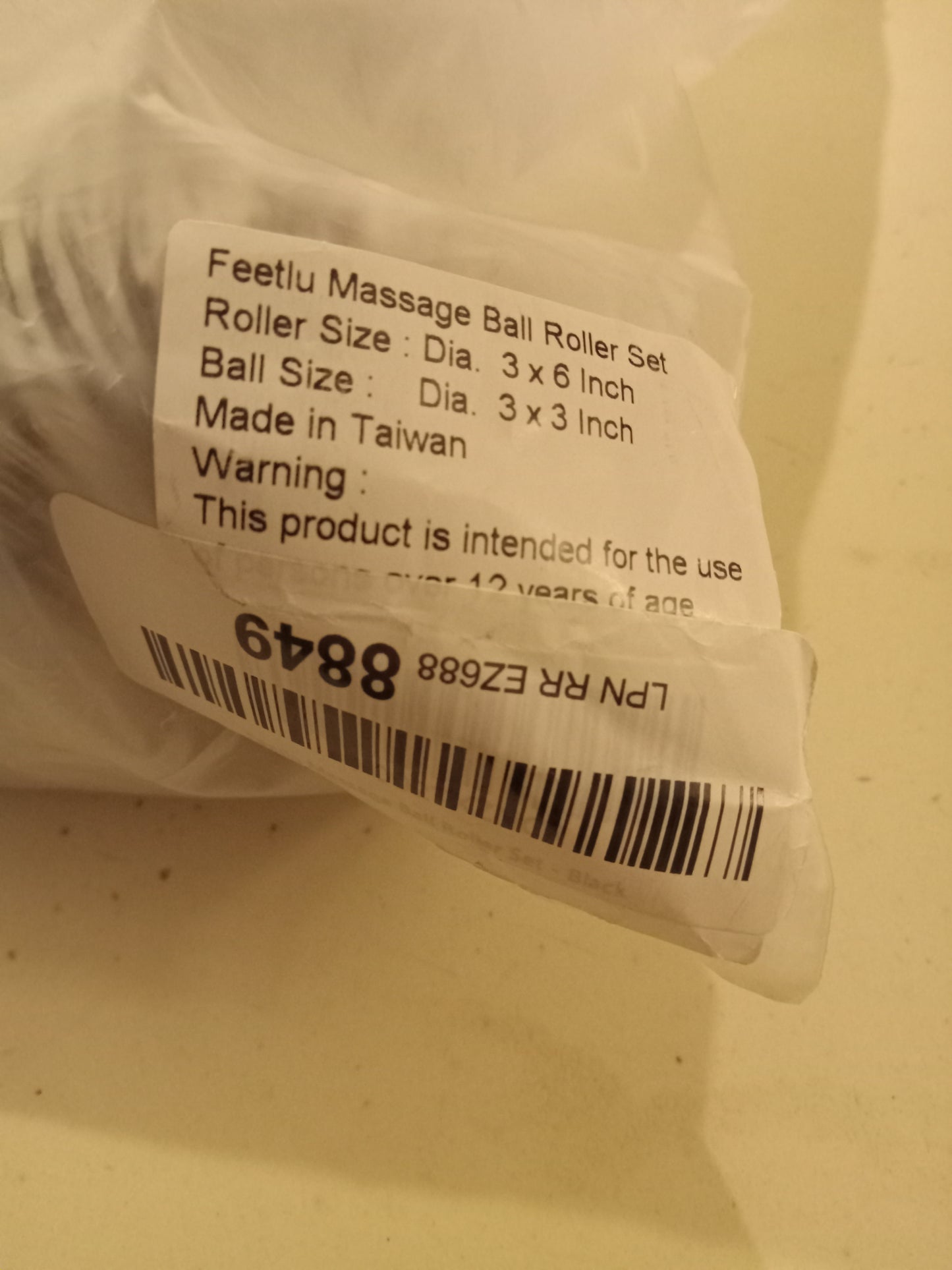 Feetlu, Massage Ball & Roller Set, Professional Results, Black/White NEW