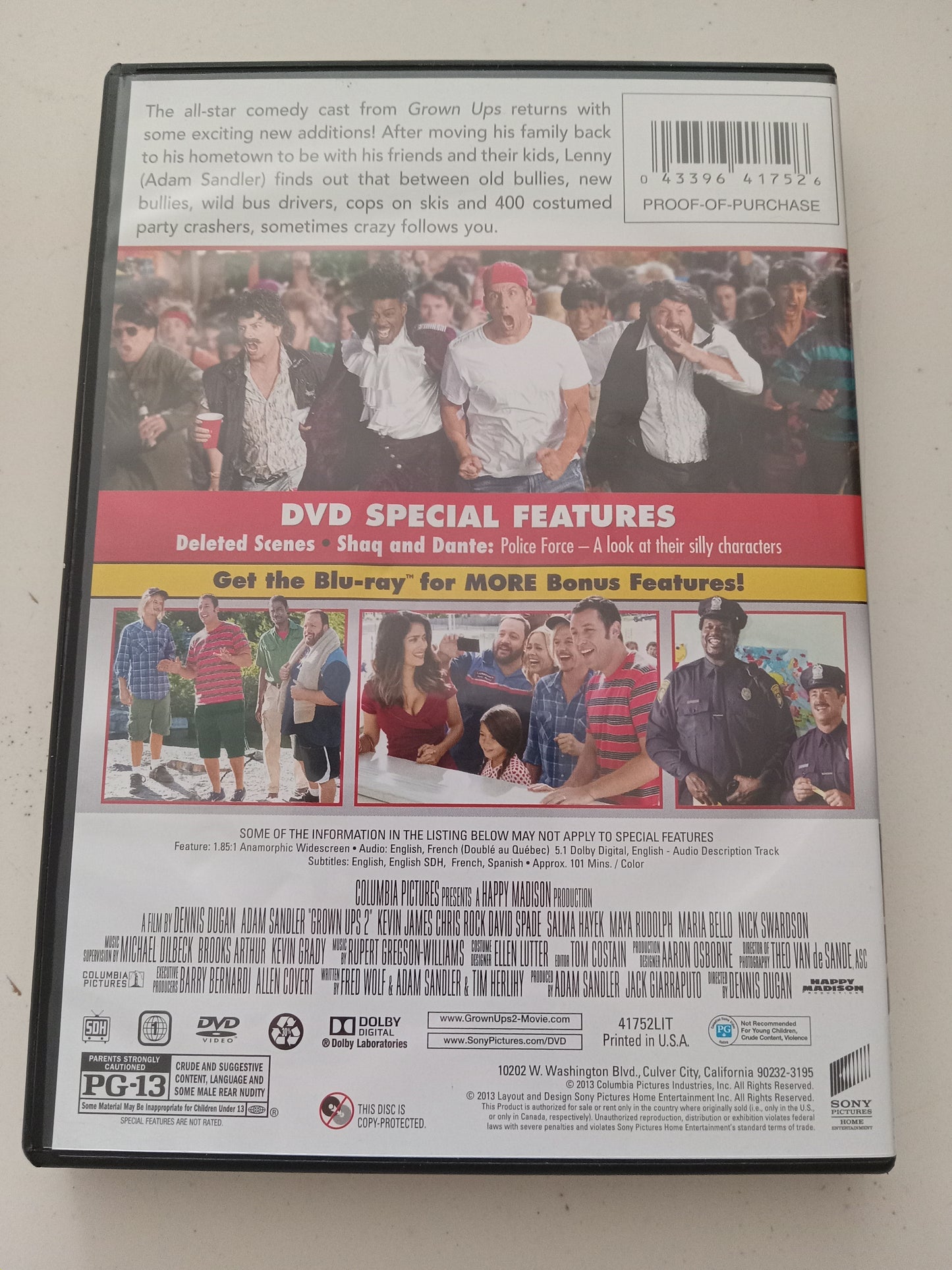 Grown Ups 2, DVD Movie, Adam Sandler Widescreen, Rated PG-13, NEW/USED